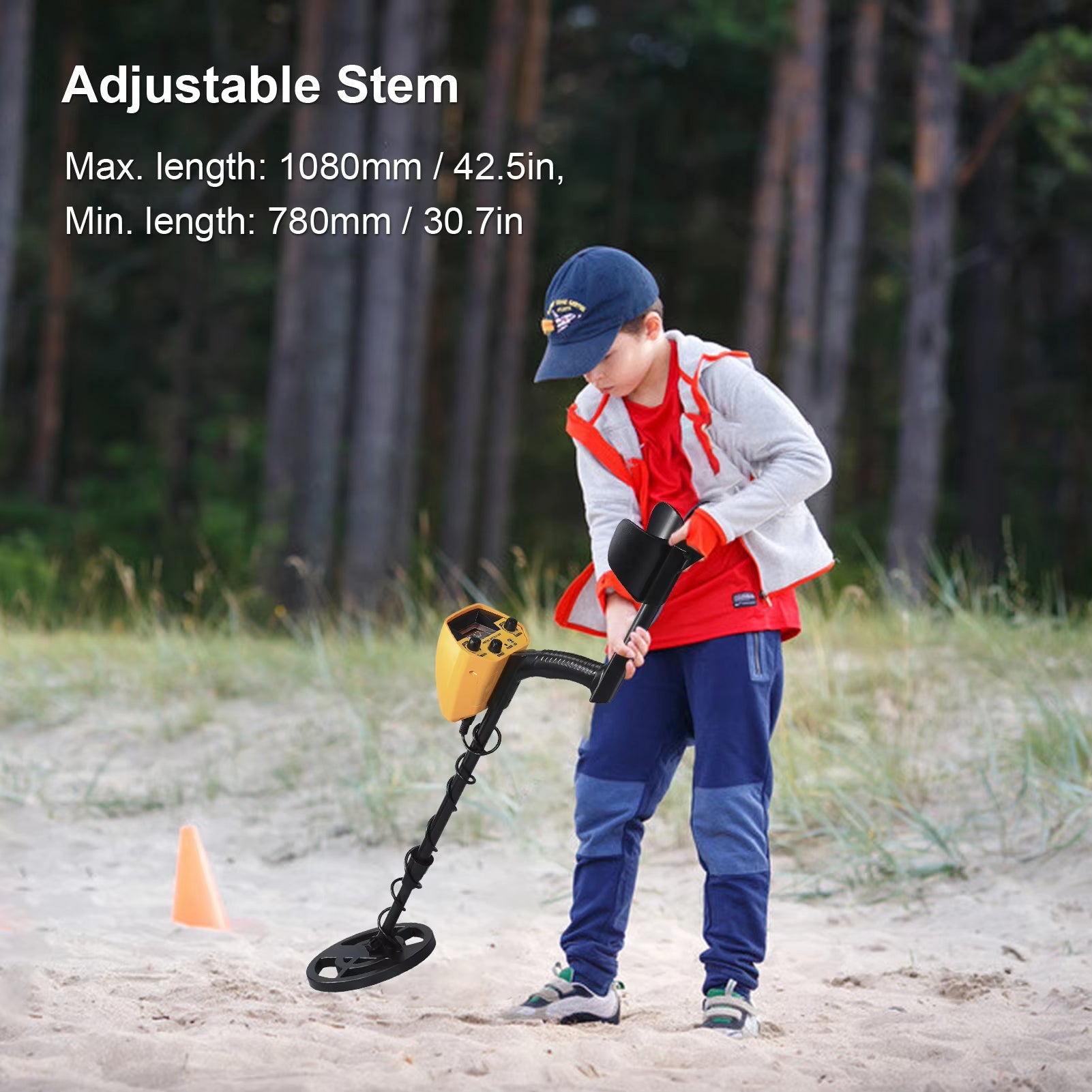 Fovend Metal Detector for Adults & Kids,Waterproof Professional Higher Accuracy Gold Detector with LCD Display, Adjustable 30" to 42" Gold Finder Outdoor for Gift
