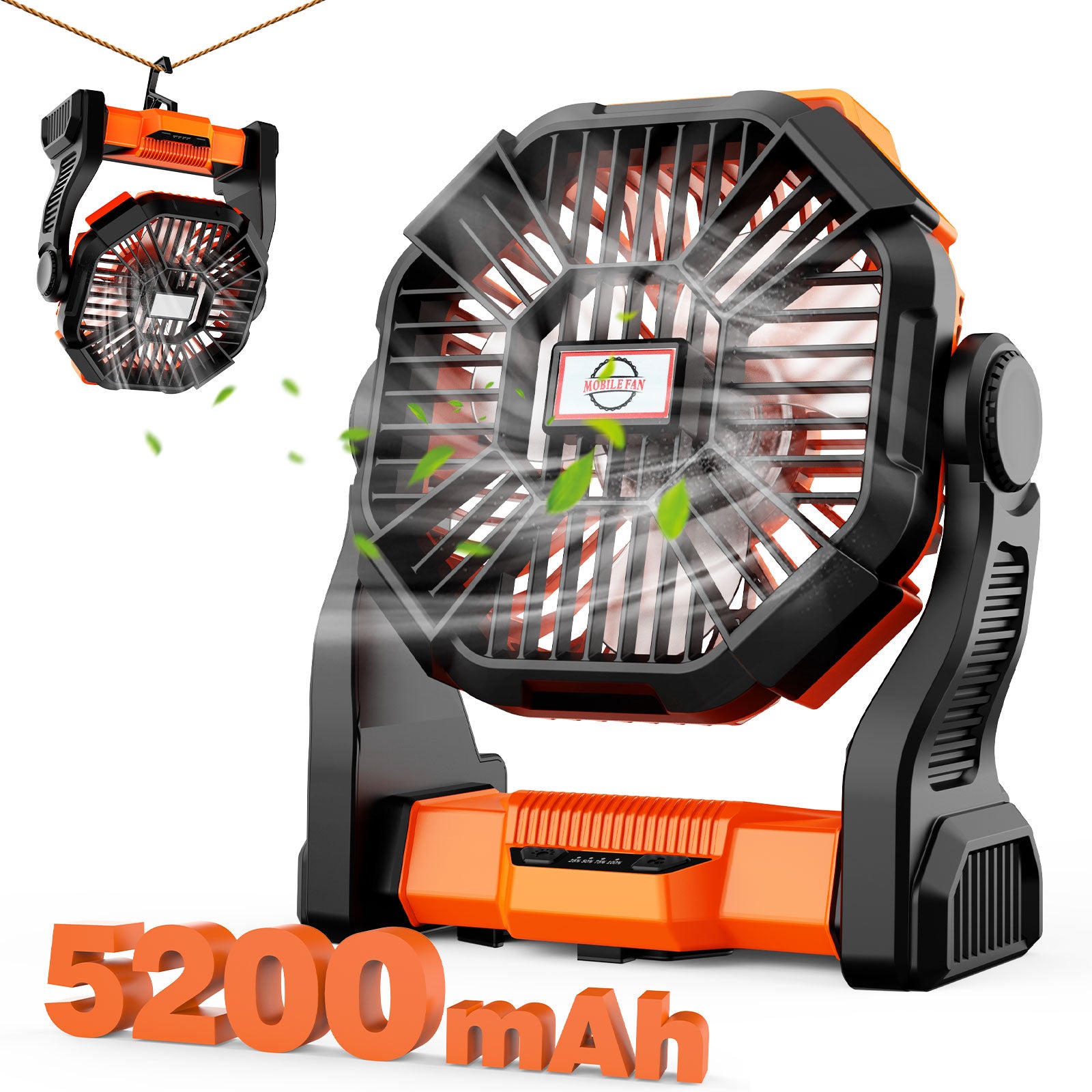 Fimilo Portable Camping Fan,5200mAh Rechargeable Battery Powered Fan with LED Lantern, USB-C Battery Operated Fans,Ultra Quiet, for Outdoor Indoor Use,Travel, Tent,Beach