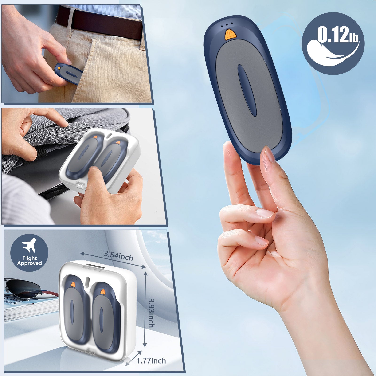 Fovendi Hand Warmers Rechargeable with Charge Case, 2 packs 14,000mAh Electric Hand Warmer, Reusable Portable Pocket Heater for Camping