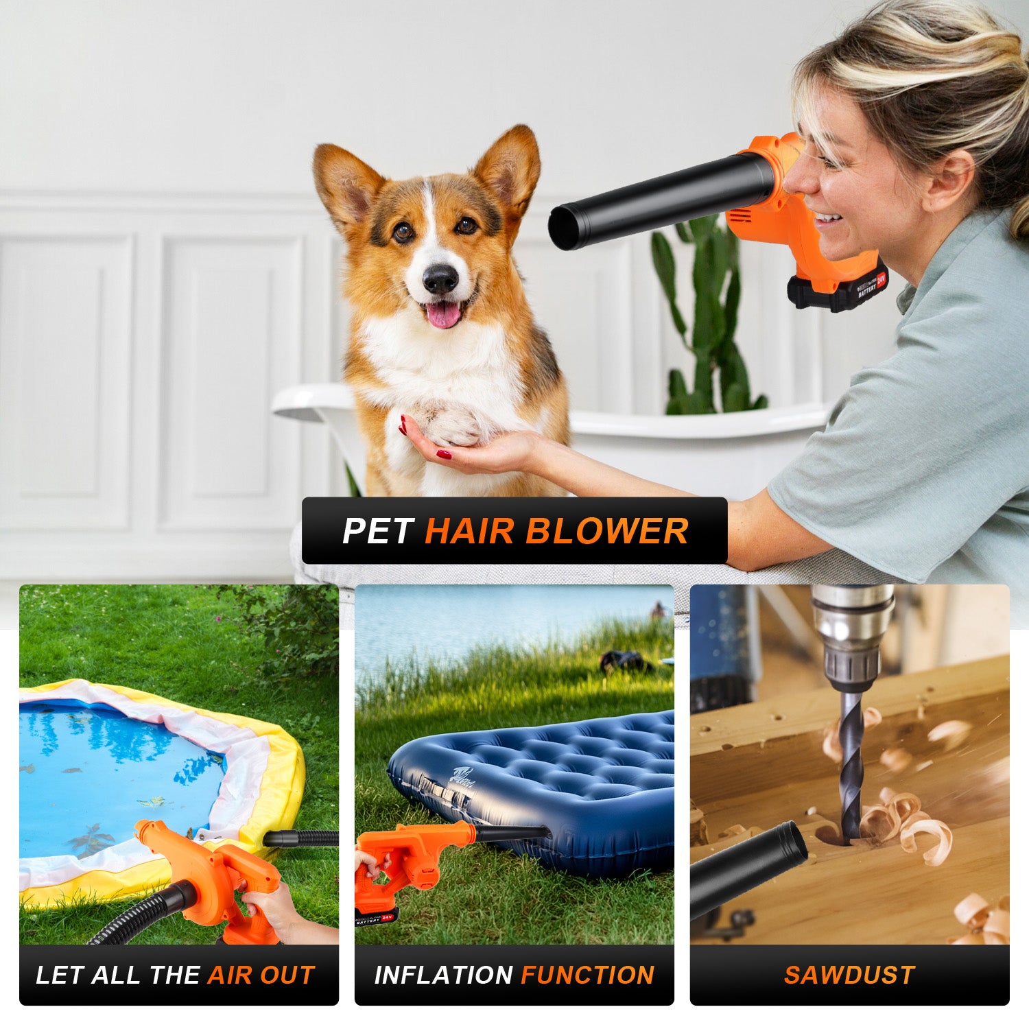 Fovendi Mini Leaf Blower Cordless with 2 Battery and Charger, 2-in-1 Handheld Electric Vacuum & Blow for Pet Hair,Crumb,Dust Cleaning