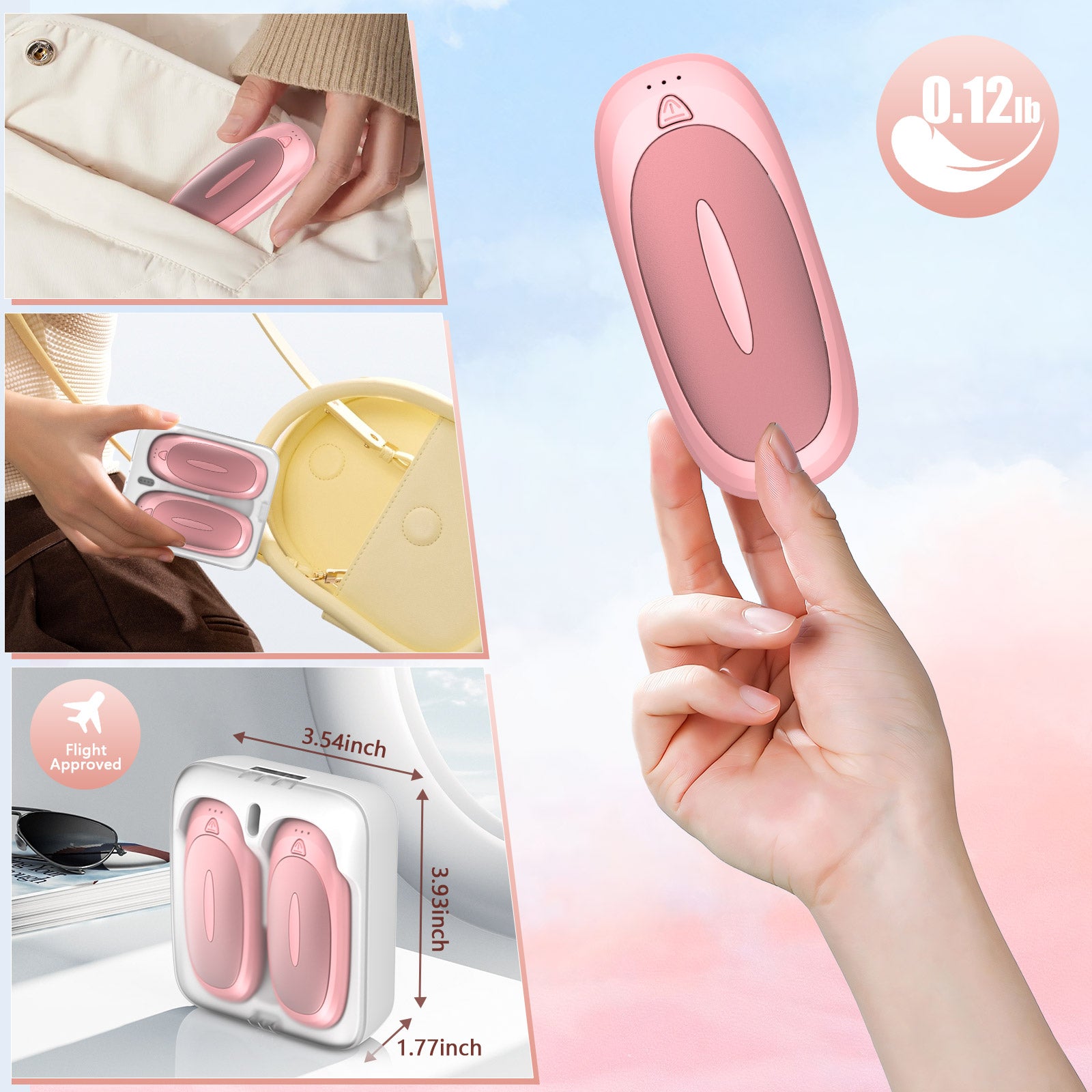 Hand Warmers Rechargeable, 14000mAh Hand Warmer 2 Pack with charging bin, Portable Heater Pocket Warmer, Electric Handwarmers, Gifts for Christmas, Outdoor, Golf, Hunting, Camping(Pink)
