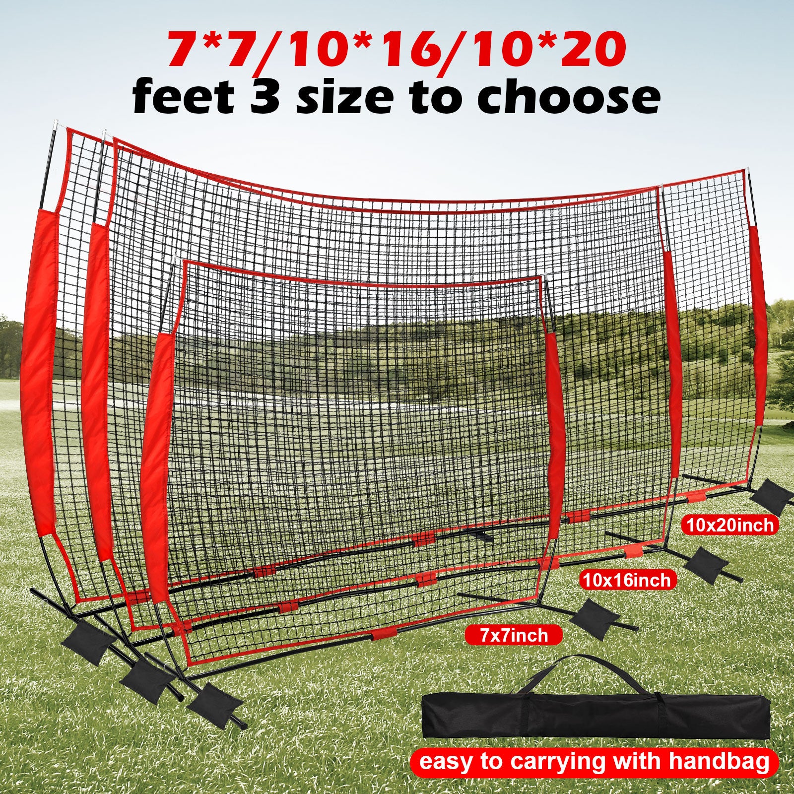 Amiluo 10ft X 16ft Baseball Net for Hitting and Pitching, Softball Training Equipment with Carry Bag, Net for Backyard Batting Practice