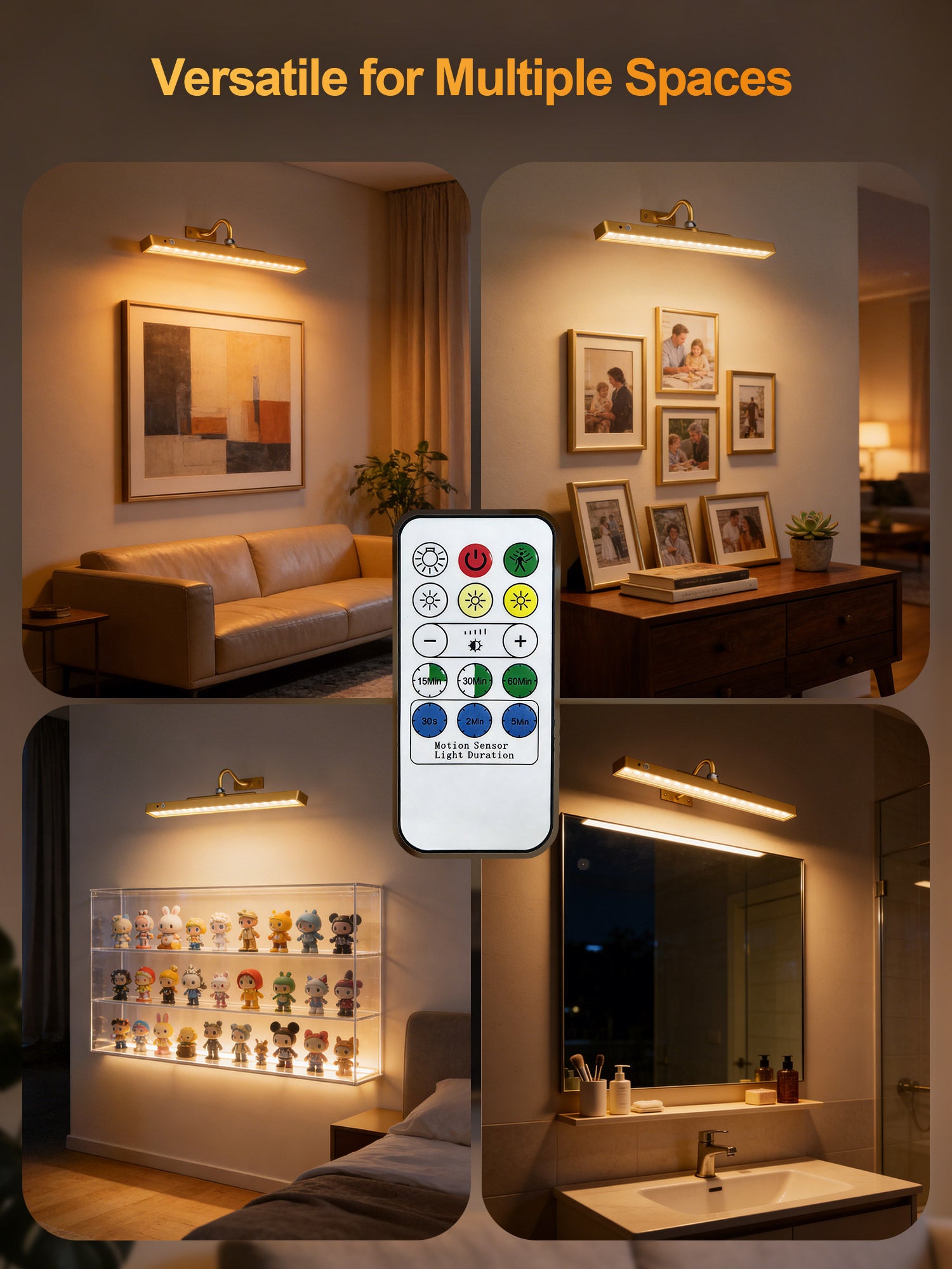 Yannovus Dimmable Cordless Picture Light with Controller and Timer, Rechargeable 5000mAh Battery Wall Sconce for Wall Pictures, Gallery Artwork, Paintings, Portraits, Dartboards