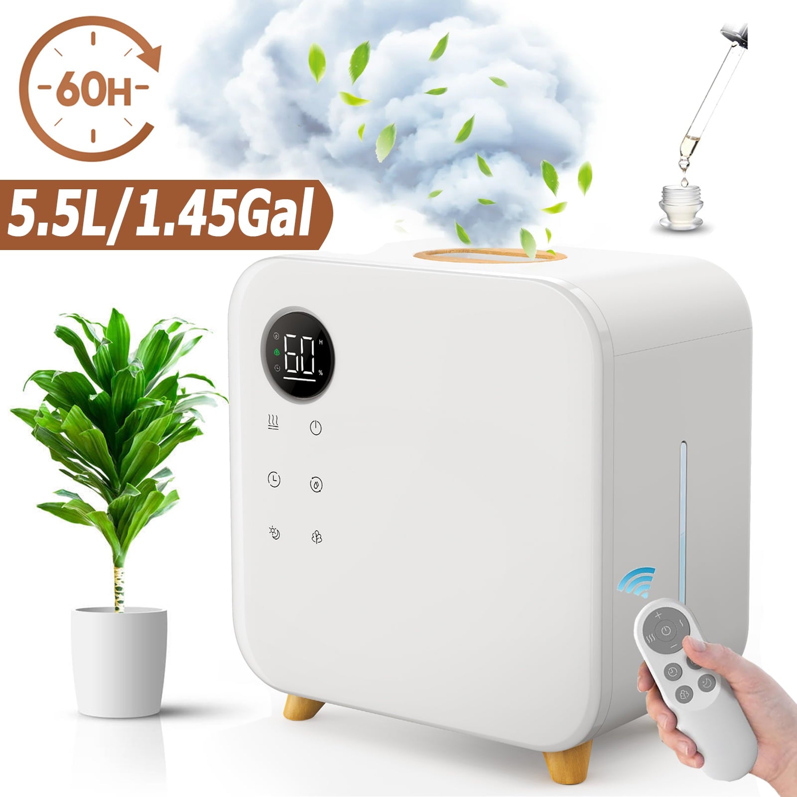 Fimilo Humidifier for Bedroom, 5.5L Cool Mist Ultrasonic Humidifiers with LED Display