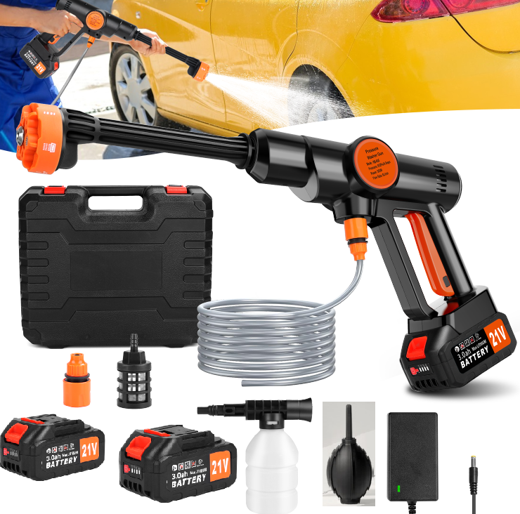 Tanbaby 970PSI Cordless Pressure Washer, 550W 1.5GPM Portable Power Washer with 6-in-1 Adjustable Nozzle, 2×3.0Ah Battery Power Cleaner with 16.4ft Hose for Cars/Patios