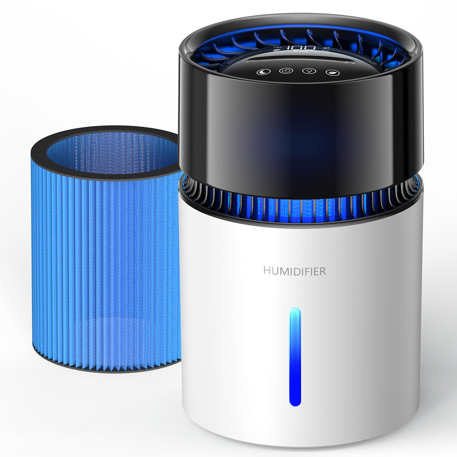 3L Fogless Humidifier, Evaporative Humidifier up to 270 sqft, Cool Moisture Humidifier with Negative Ions,Stepless Speed & 1-8H Timer, with Premium Filter, Quiet Sleep Mode for Bedroom