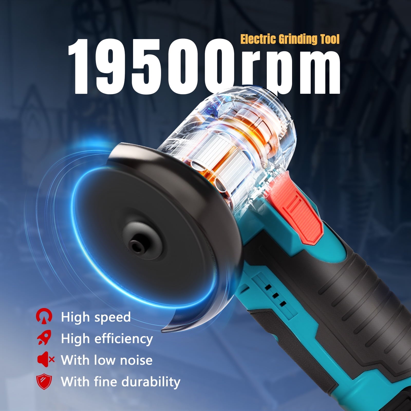 Fovendi 3-inch Angle Grinder Tool, Cordless Angle Grinder with 2 x 1500mAh Battery and Charger for Metal Cutting, Grinding and Polishing