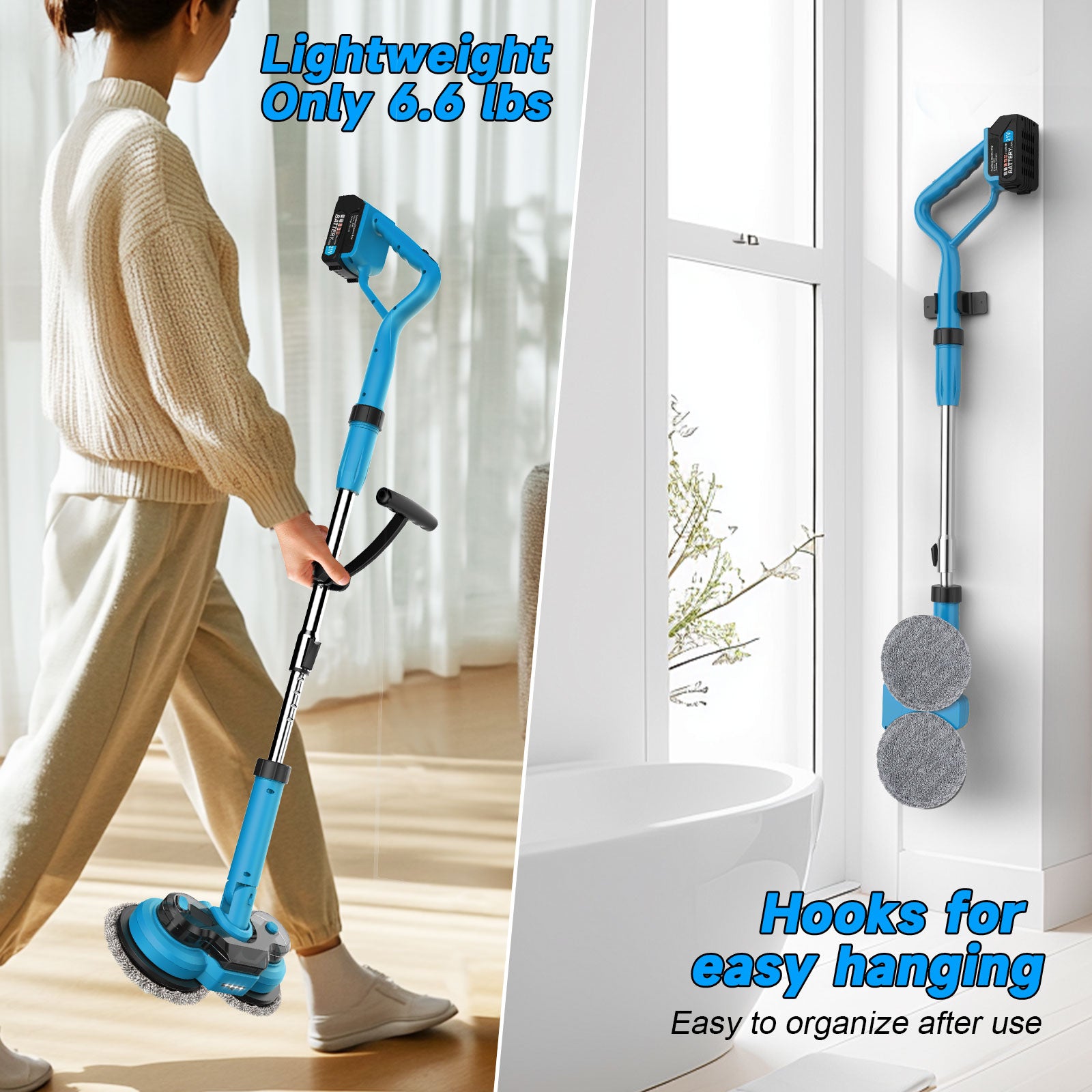 Amiluo Electric Mop, 4000 mAh Battery Cordless Spin Mop, 600 RPM Powerful Floor Cleaner with LED Headlights, Water Spray & Smart Display, Dual-Motor Scrubber & Mops for Multi-Surface, Self-Propelled