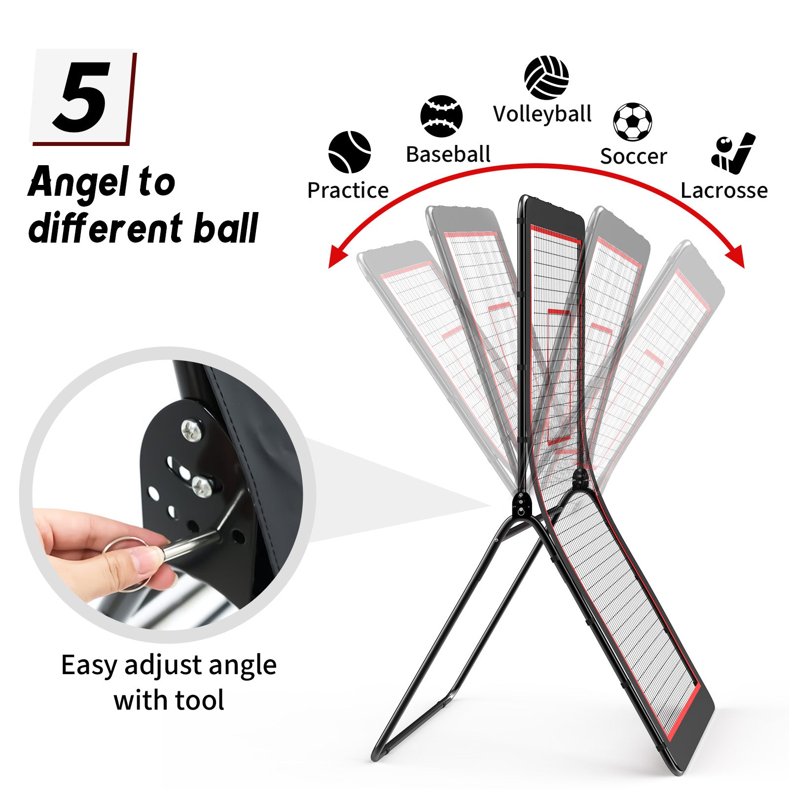 Amiluo 4ft X 7ft Baseball Net for Hitting and Pitching, Softball Practice Equipment with 5 Adjustable Angles & Target Strip, Net for Backyard Batting Practice