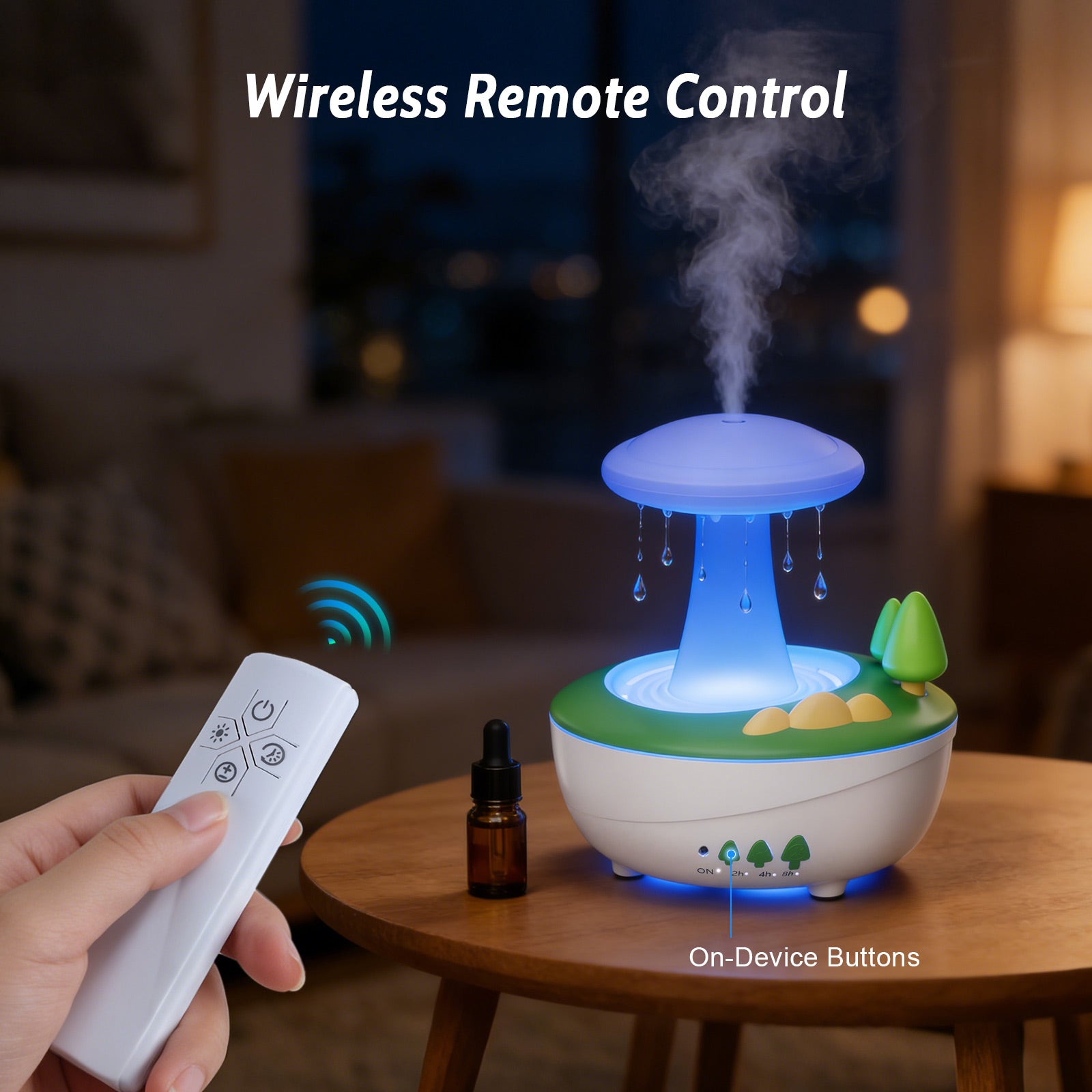 Fimilo Raindrop Aroma Diffuser 280ml with Soothing Mist & Water Droplet, Essential Oil Diffuser with 7-Color LED, Cool Mist Humidifier with White Noise for Home Office Bedroom Gift