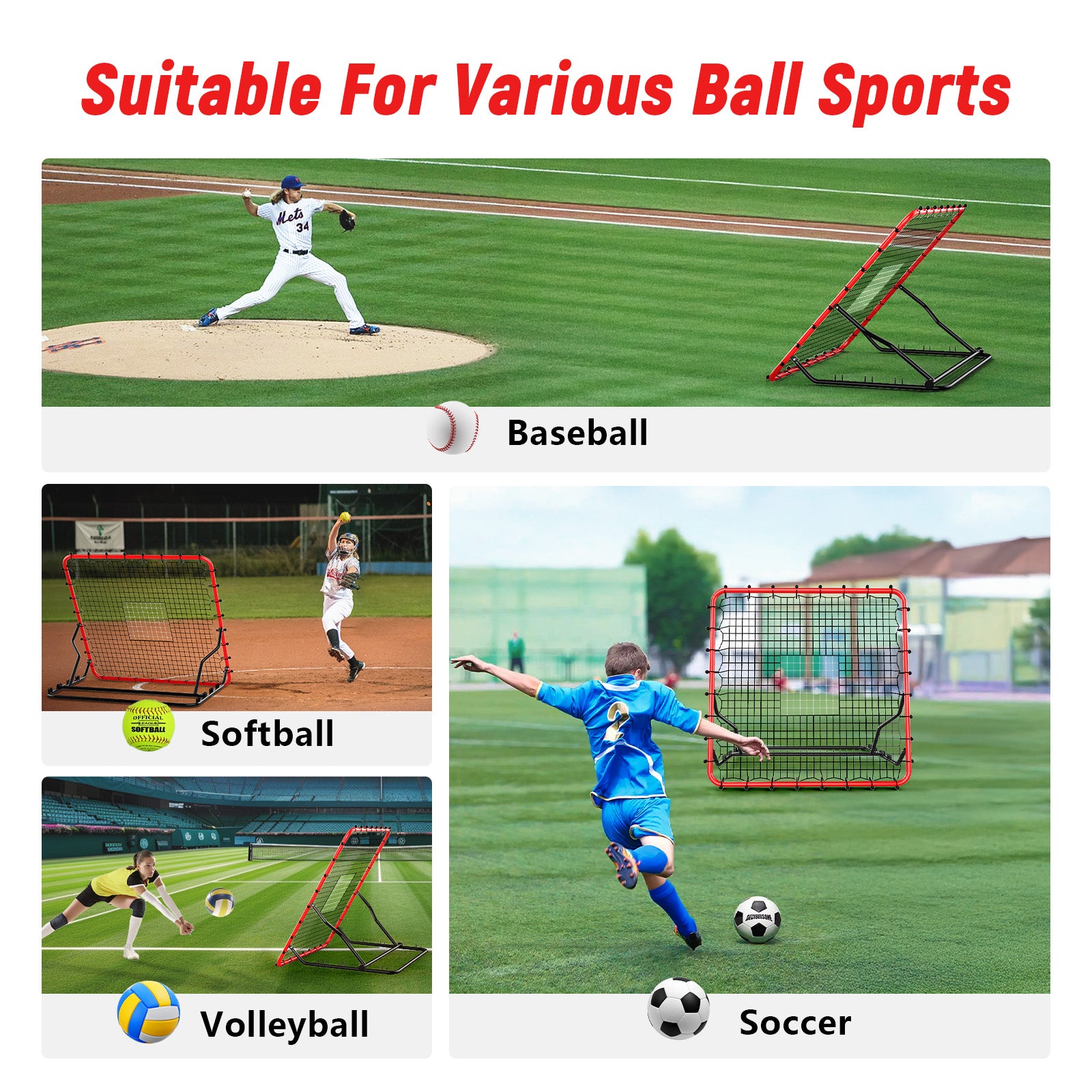 Amiluo 4ft X 4.5ft Baseball Net for Hitting and Pitching, Softball Training Equipment with 3 Adjustable Angles & 2 Strike Zones, Net for Backyard Batting Practice