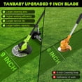 Tanbaby 21V Grass Trimmer Cordless with Upgraded Wheels,800W Weed Eater 3000mAh Battery*2, 9-inch Electric String Trimmer with 4 Types Cutting Blades for Lawn Garden