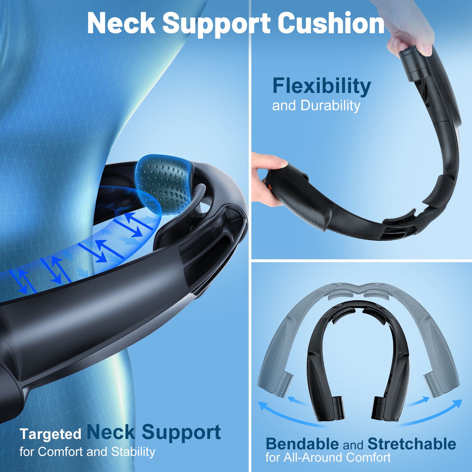 Lemolifys Portable Neck Fan, 6-Powerful Speeds Wearable Fan with 8000mAh Battery, USB Rechargeable Fan, Hands-Free 360° Cooling Personal Neck Fan for Indoor/Outdoor, Gift for Women, Men - Black
