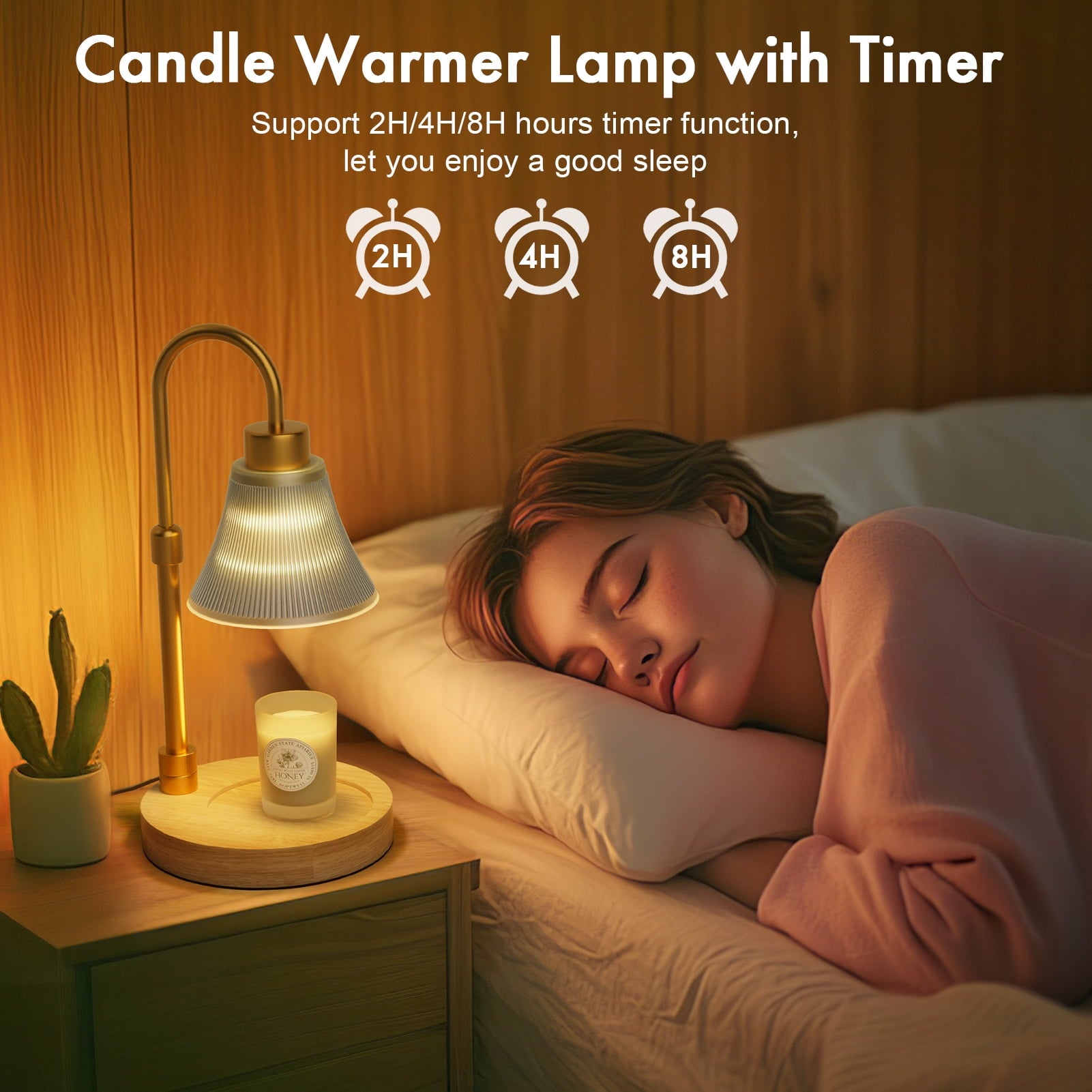 Candle Warmer Lamp, Adjustable Height Candle Warmer, Timer, Dimmable, Home Decor, Wax Melts Warmer for Jar Candles with 2 Bulbs, Gifts for Mom