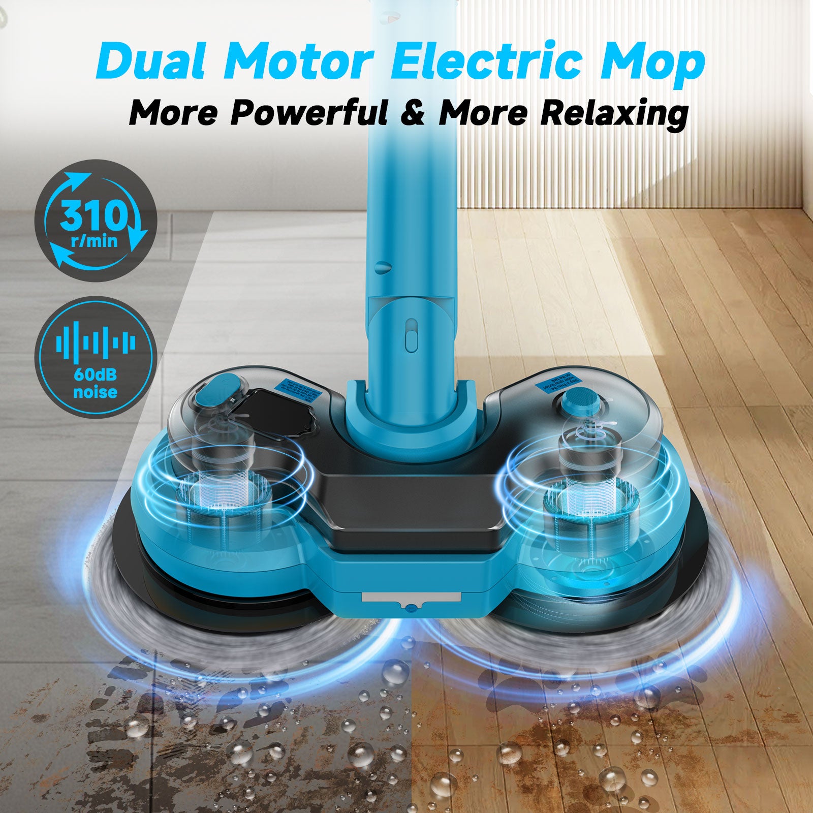 Amiluo Electric Mop, 4000 mAh Battery Cordless Spin Mop, 600 RPM Powerful Floor Cleaner with LED Headlights, Water Spray & Smart Display, Dual-Motor Scrubber & Mops for Multi-Surface, Self-Propelled