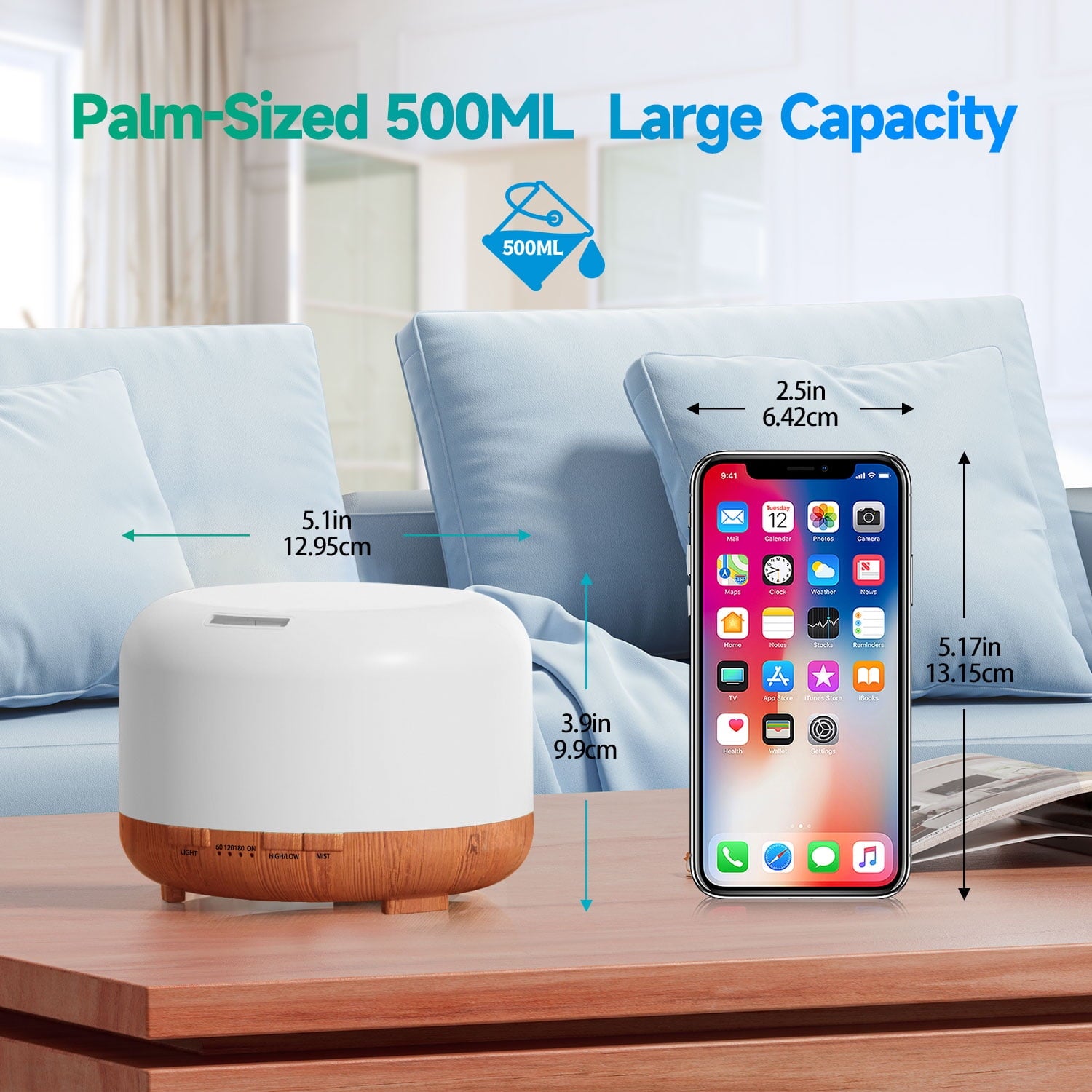 Fimilo 500ml Upgraded Water Scent Diffuser, Oil Diffuser with Remote Control, Aromatherapy Fragrant Oil Air Humidifier for Large Room/Home/Office/Car/Mother Gift