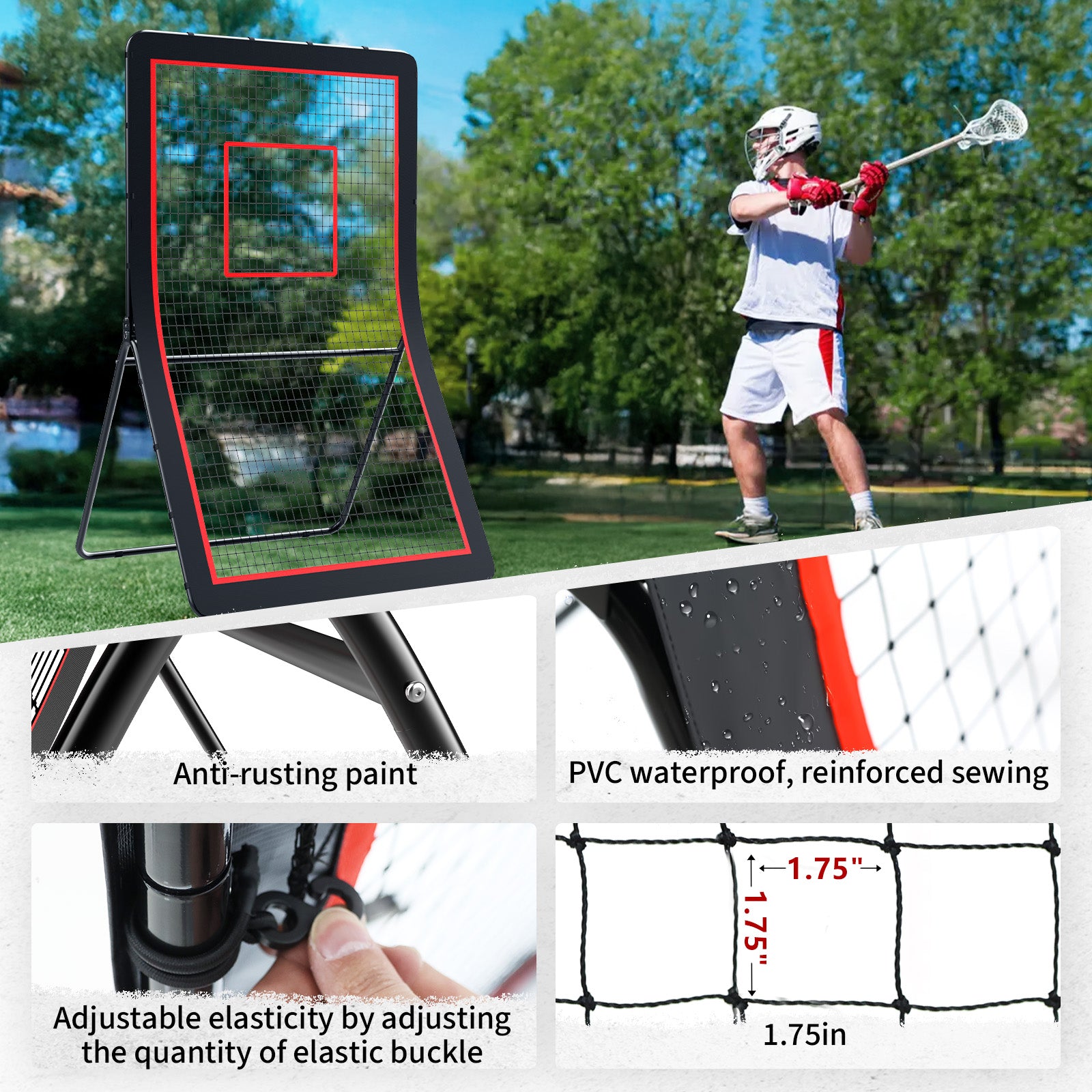 Amiluo 4ft X 7ft Baseball Net for Hitting and Pitching, Softball Practice Equipment with 5 Adjustable Angles & Target Strip, Net for Backyard Batting Practice