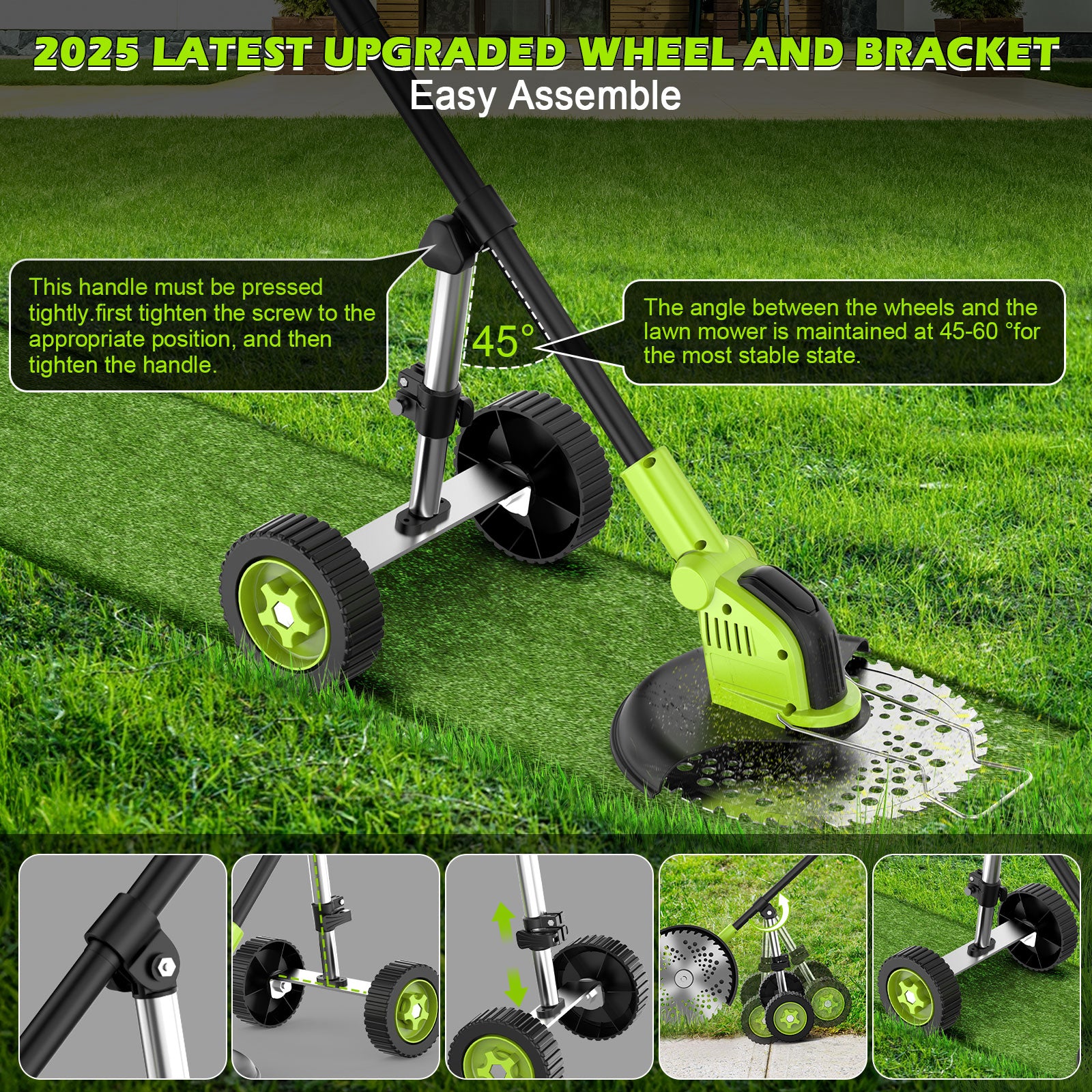 String Trimmer Cordless Electric Edge Trimmer/Edger, Tanbaby 9 inch 3-in-1 Grass Trimmer, Brushless Motor Weed Trimmer Kit, with 3.0Ah Battery , Charger & 10m Extra Spool