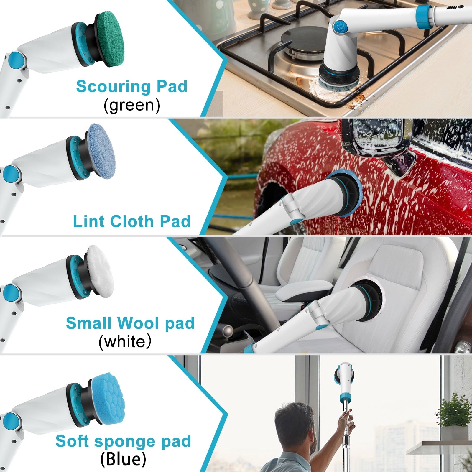 Amiluo Replacement Brush Heads for Electric Spin Scrubber, Cleaning Brush Heads 8 Pack for Amiluo Electric Floor Scrubber