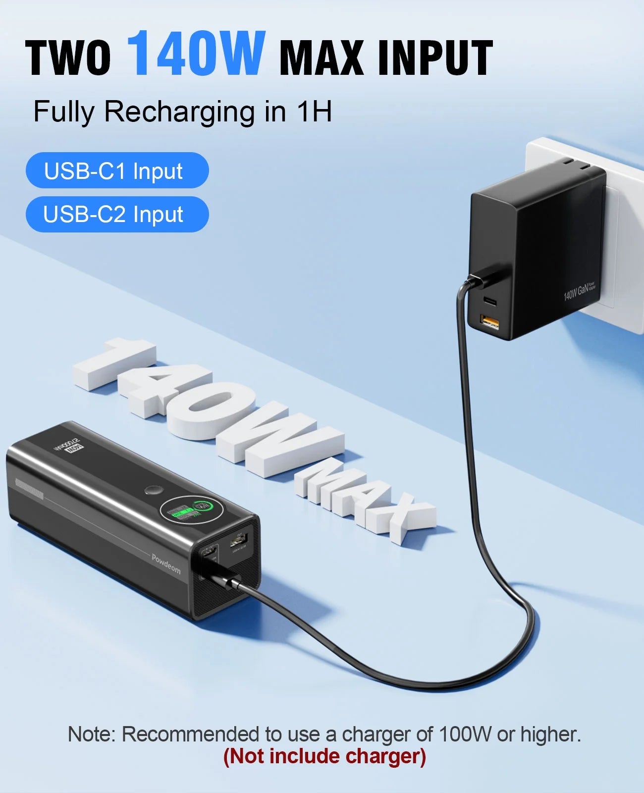 140W Power Bank, 27,000mAh 3-Port PD3.1 Portable Charger, Smart Digital Display, Compatible with iPhone 15/15 Plus/15 Pro/15 Pro Max, iPhone 14/13 Series, Samsung, MacBook, Dell, AirPods