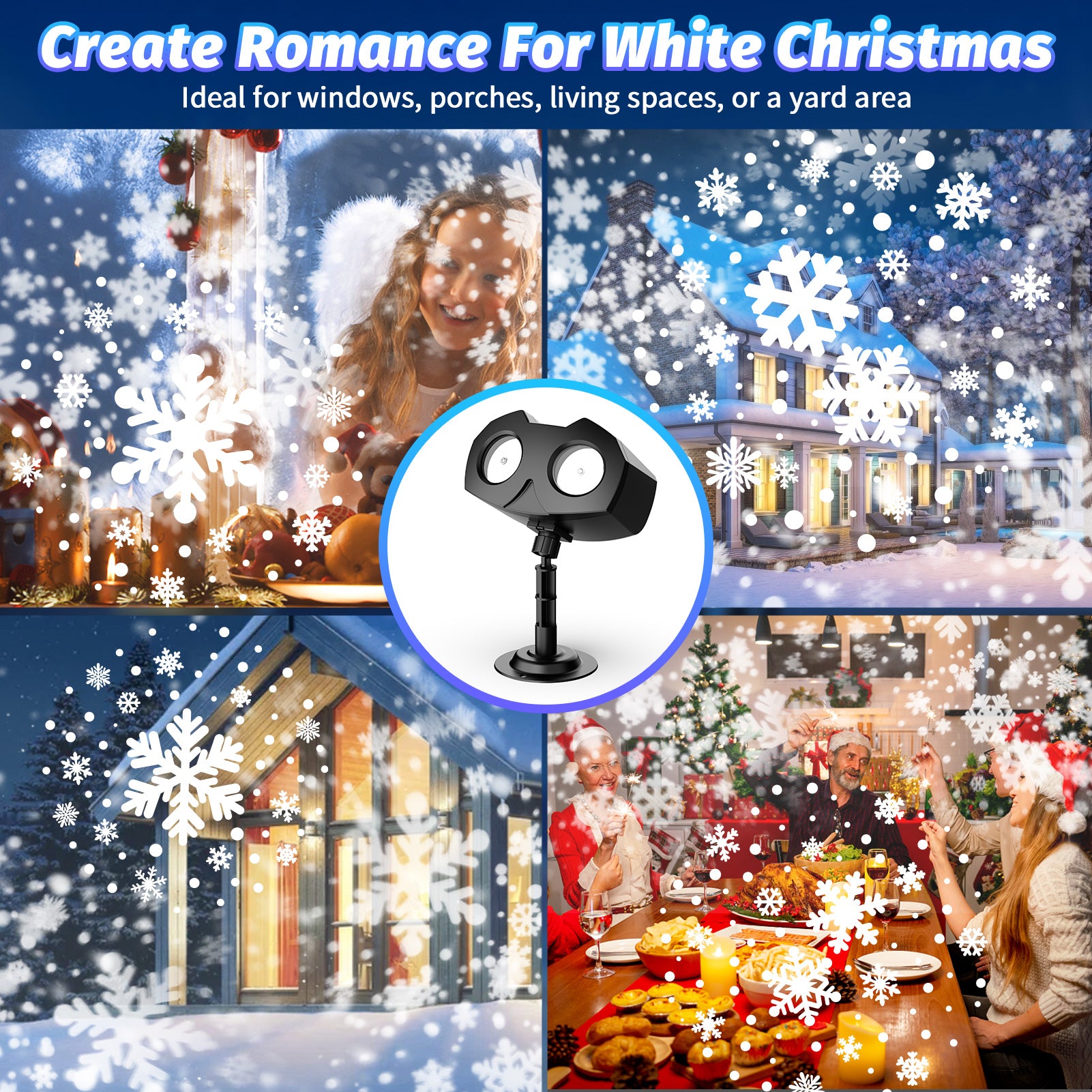 Snowflake Projector Lights, Tanbaby LED Snowfall Projector, Remote Control Timing IP65 Waterproof, Snowflakes Landscape Light for Xmas Holiday Party Decorations 