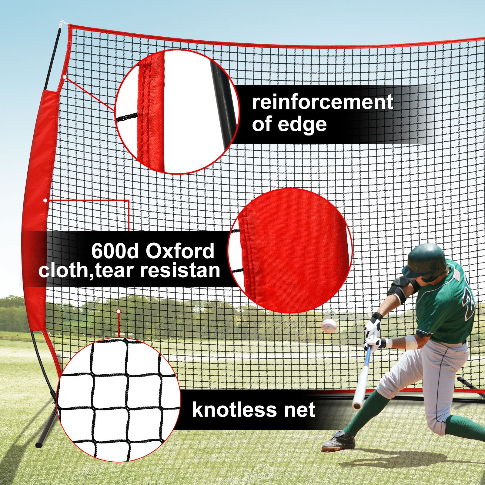 Amiluo 10ft X 16ft Baseball Net for Hitting and Pitching, Softball Training Equipment with Carry Bag, Net for Backyard Batting Practice