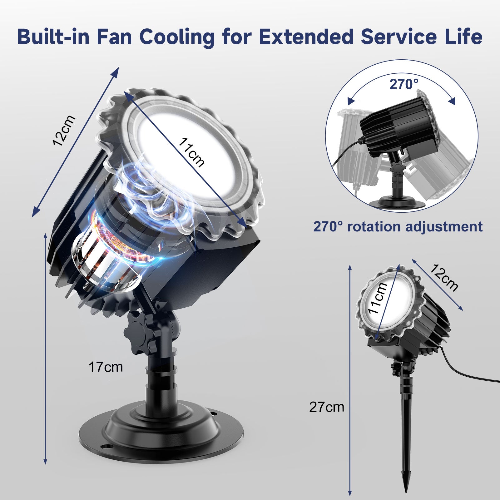 Snowflake LED Projector Lights, Rotating Snowfall Projection Light, Indoor Outdoor Snow Falling Projector Lamp, Holiday Lighting for Xmas New Year Party Decor