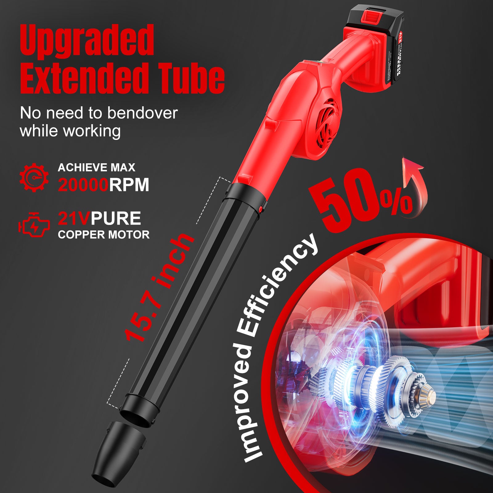 Tanbaby 21V Cordless Leaf Blower, 320CFM Electric Leaf Blowers, 3 Speed Mode, 330W 180MPH with 2x 2.5Ah Batteries, Lightweight Powered Blowers for Leaf/Snow/Dust Blowing