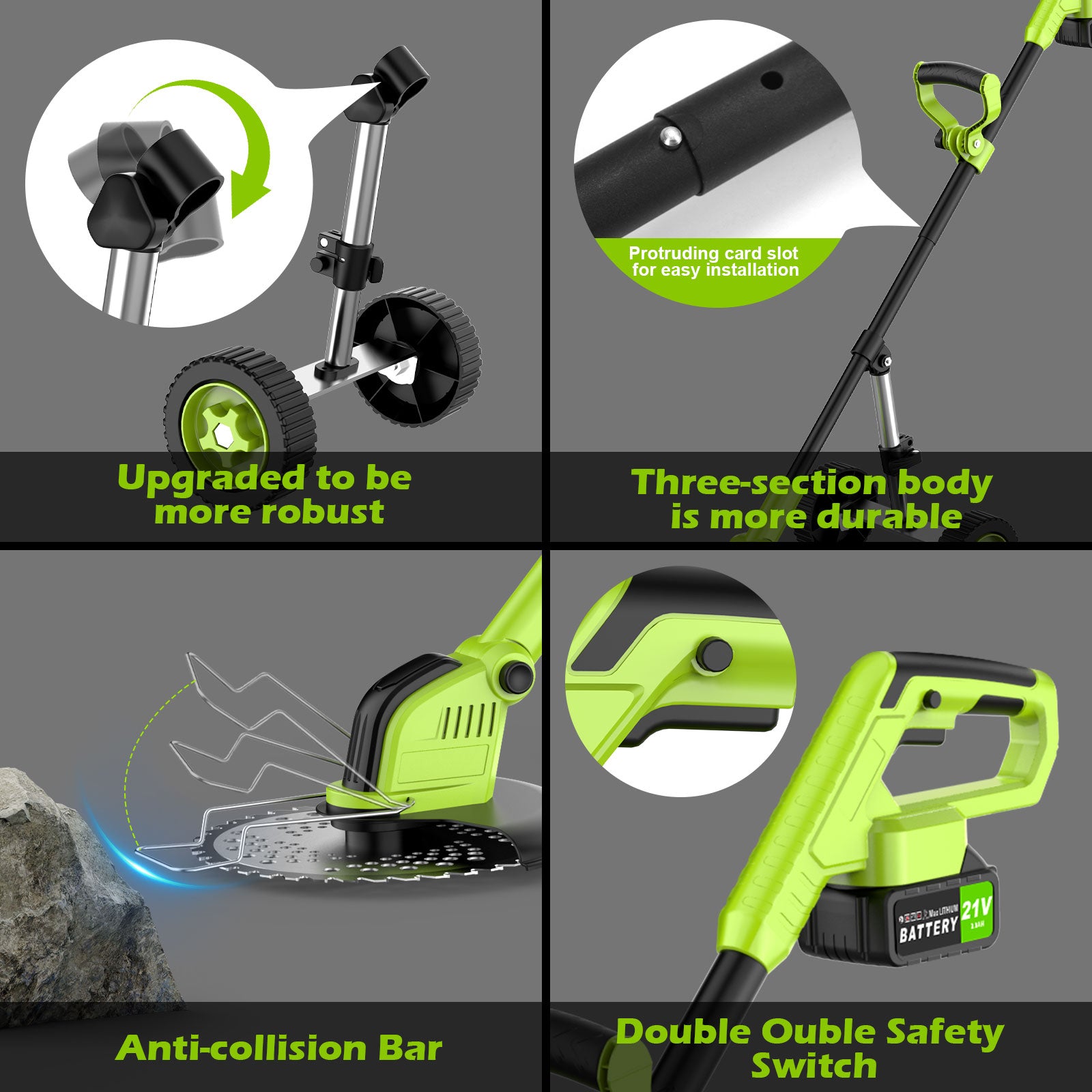 String Trimmer Cordless Electric Edge Trimmer/Edger, Tanbaby 9 inch 3-in-1 Grass Trimmer, Brushless Motor Weed Trimmer Kit, with 3.0Ah Battery , Charger & 10m Extra Spool