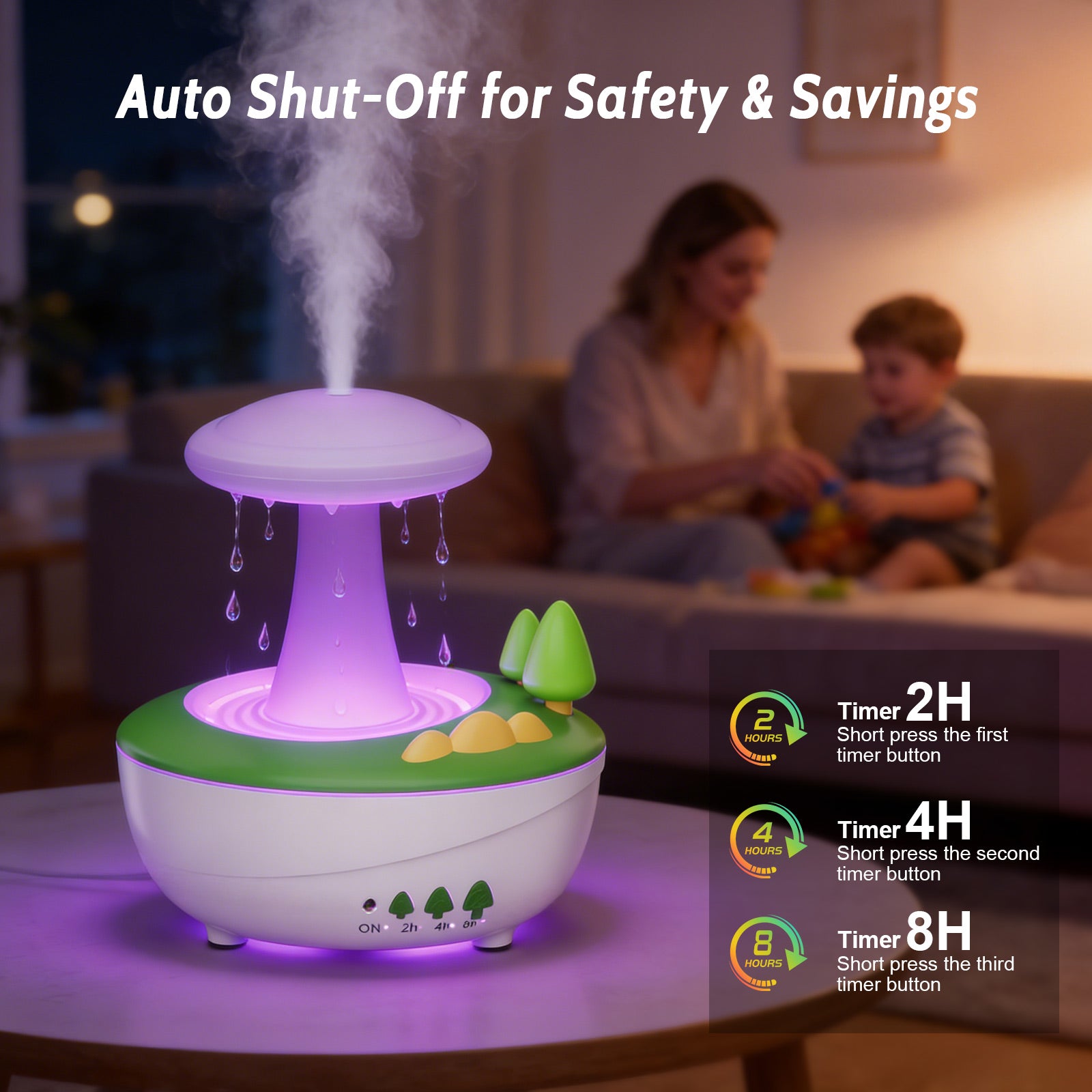 Fimilo Raindrop Aroma Diffuser 280ml with Soothing Mist & Water Droplet, Essential Oil Diffuser with 7-Color LED, Cool Mist Humidifier with White Noise for Home Office Bedroom Gift