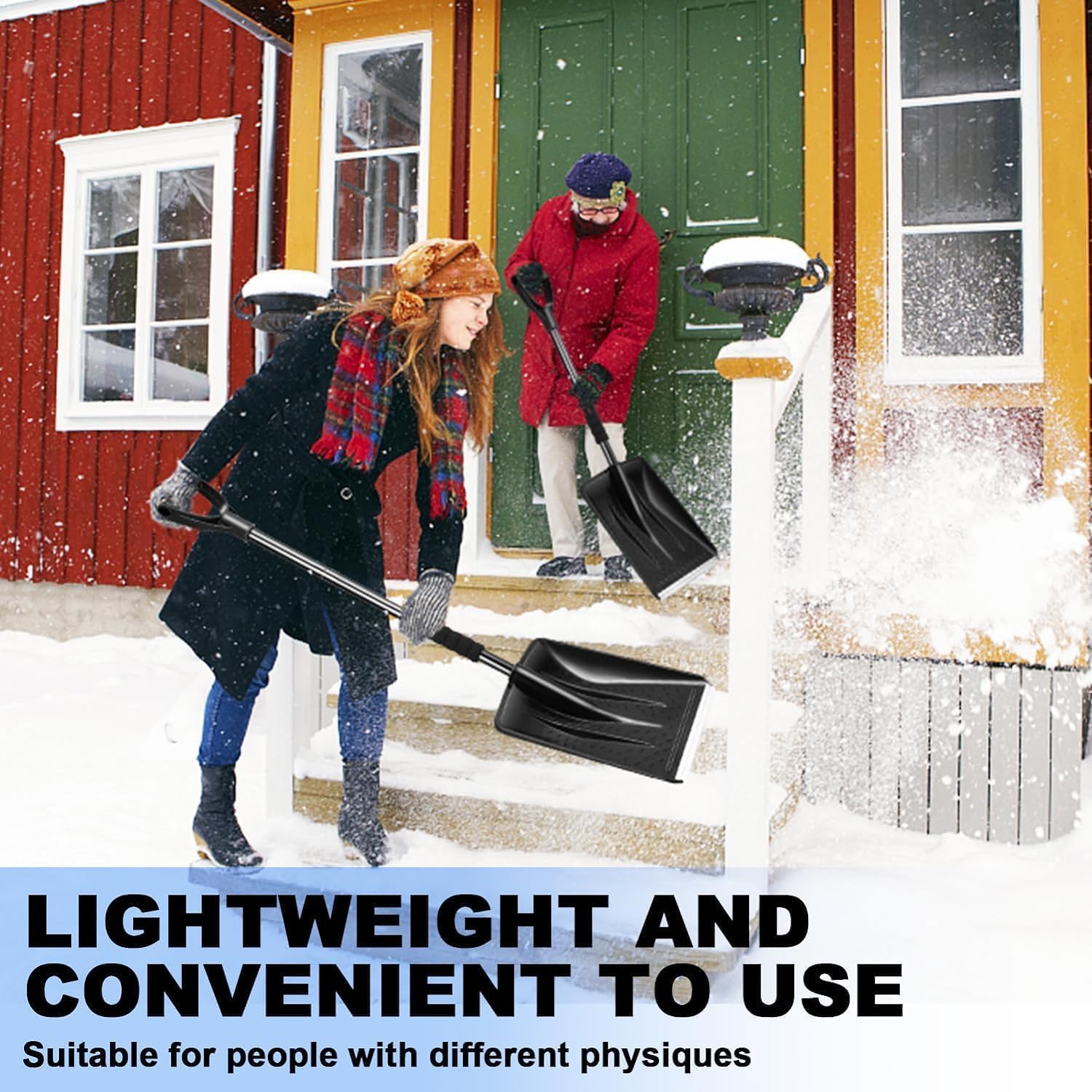 Tanbaby Snow Shovel for Driveway & Home Garage, 45 Inch Folding Snow Removal Shovel with Ergonomic D-Grip Handle, Portable Snows Shovels for Garden, Home Sidewalk, Camping and Emergencys