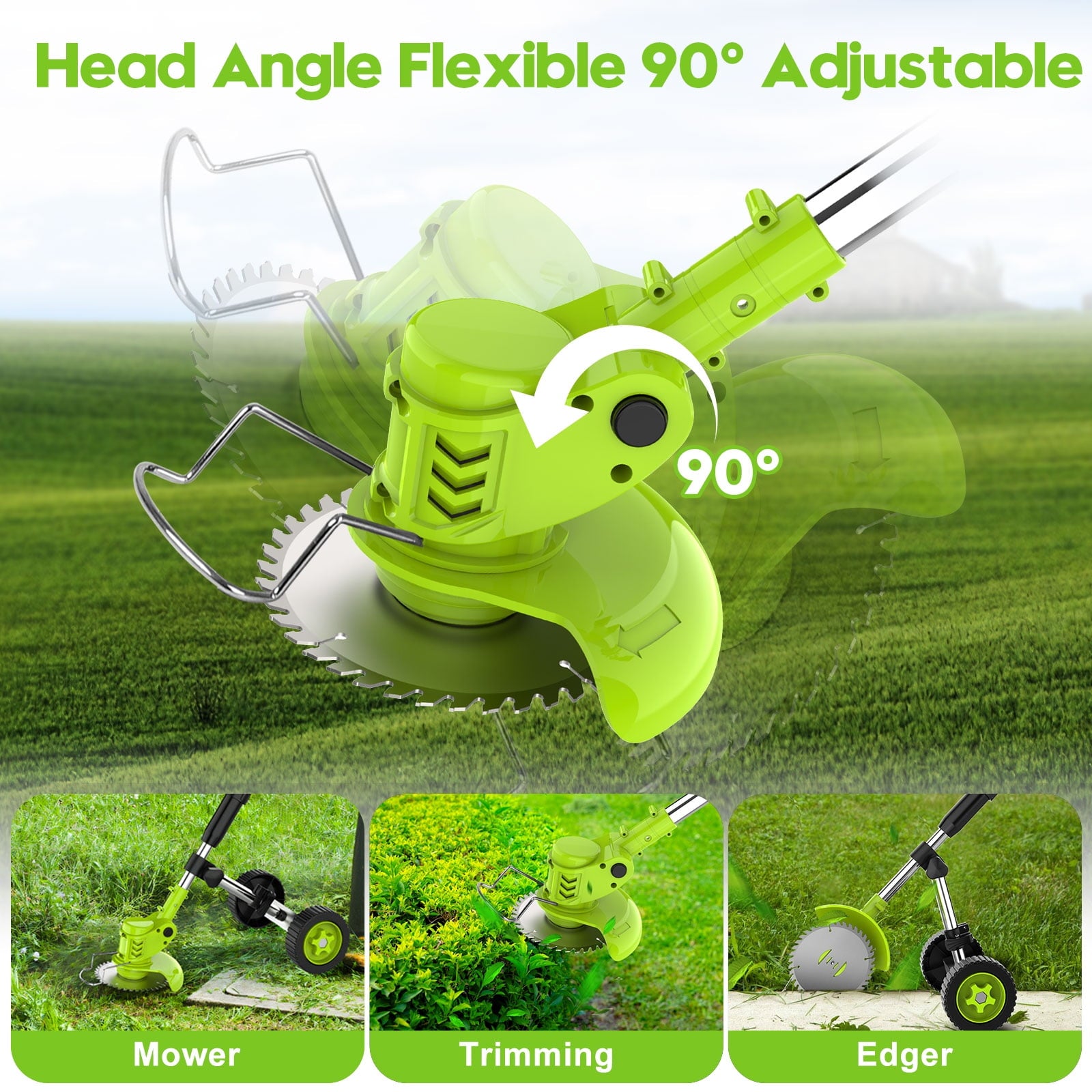 Tanbaby 6 inch Electric String Trimmer Brush Cutter, 2000mAh Battery Electric Weed Wacker, Brushless Motor Cordless Weed Eater, Cordless Grass Trimmer for Garden Home Yard