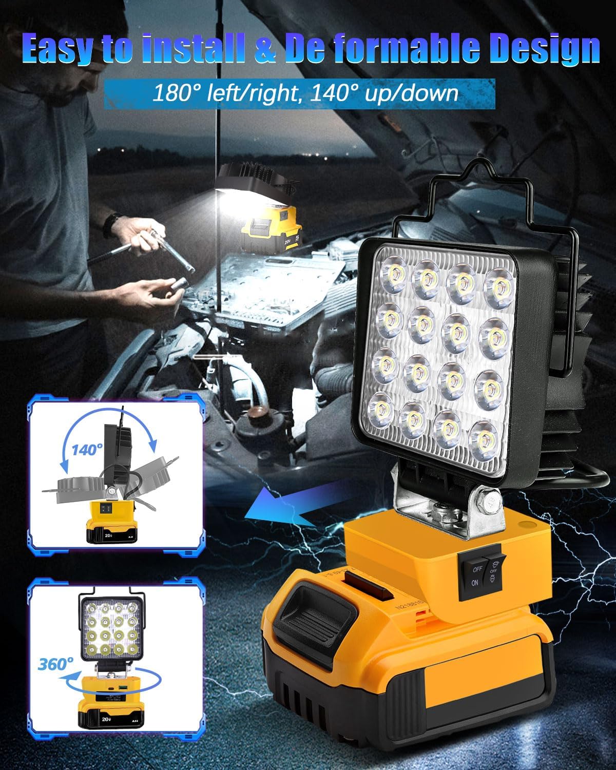 48W LED Work Light for Dewalt 20V Battery