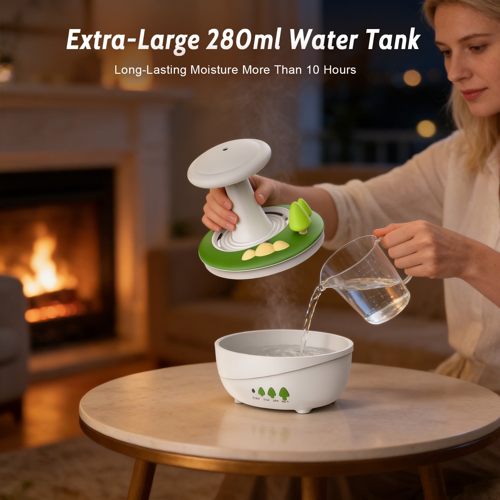 Fimilo Raindrop Aroma Diffuser 280ml with Soothing Mist & Water Droplet, Essential Oil Diffuser with 7-Color LED, Cool Mist Humidifier with White Noise for Home Office Bedroom Gift