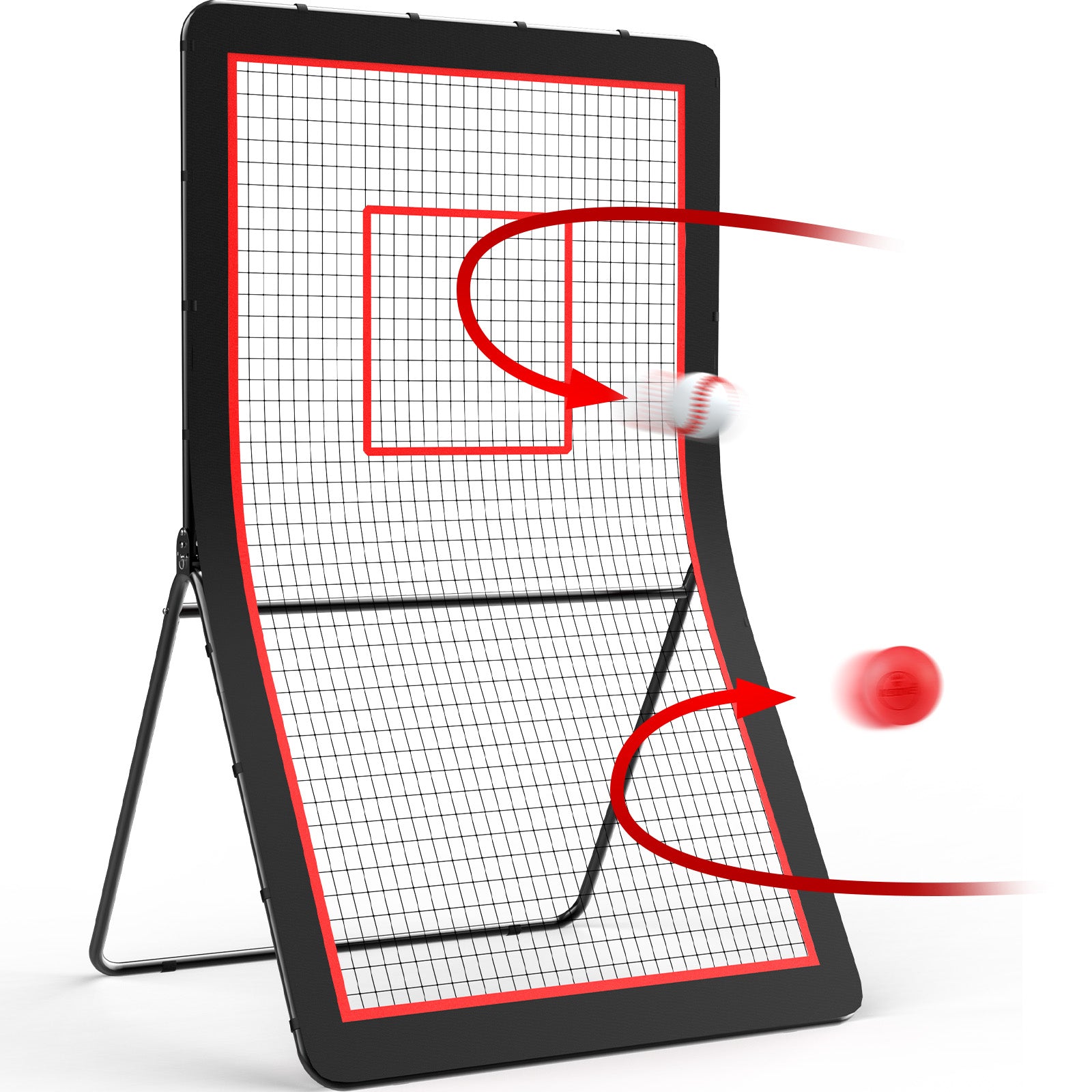 Amiluo 4ft X 7ft Baseball Net for Hitting and Pitching, Softball Practice Equipment with 5 Adjustable Angles & Target Strip, Net for Backyard Batting Practice