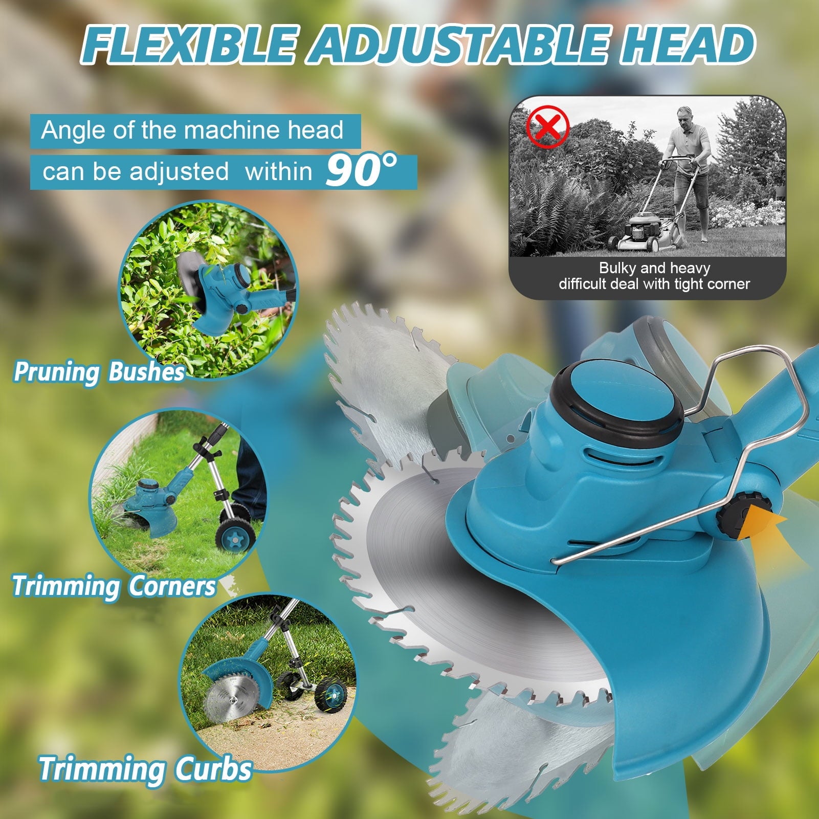 Grass Trimmer Cordless Electric String Trimmer & Edger, Tanbaby 3 in 1 Weed Wacker Kit with 3.0Ah Battery & Charger