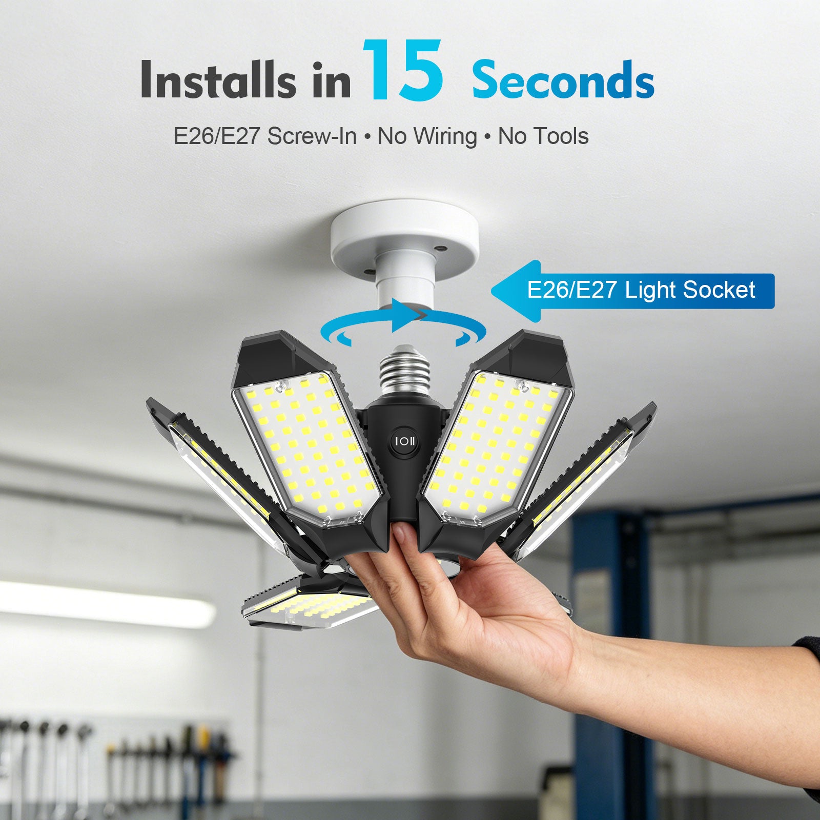 Yannovus Motion Sensor Garage Light, 20000LM 200W Garage Lights Ceiling Led Motion Activated,Motion Light Indoor with Dusk to Dawn, E26/E27 Screw in Shop Light for Basement Barn Attic Warehouse