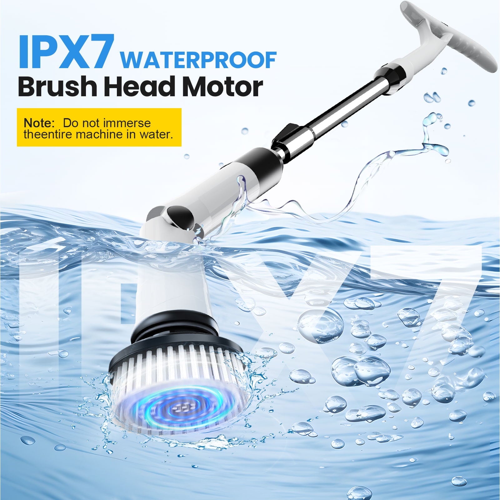 Amiluo Electric Spin Scrubber, 600 RPM Cordless Bathroom Cleaning Brush, 3 Speeds Power Scrubber with Adjustable Handle & 8 Replaceable Heads, Shower brush for Tub Tile Floor, A2/White