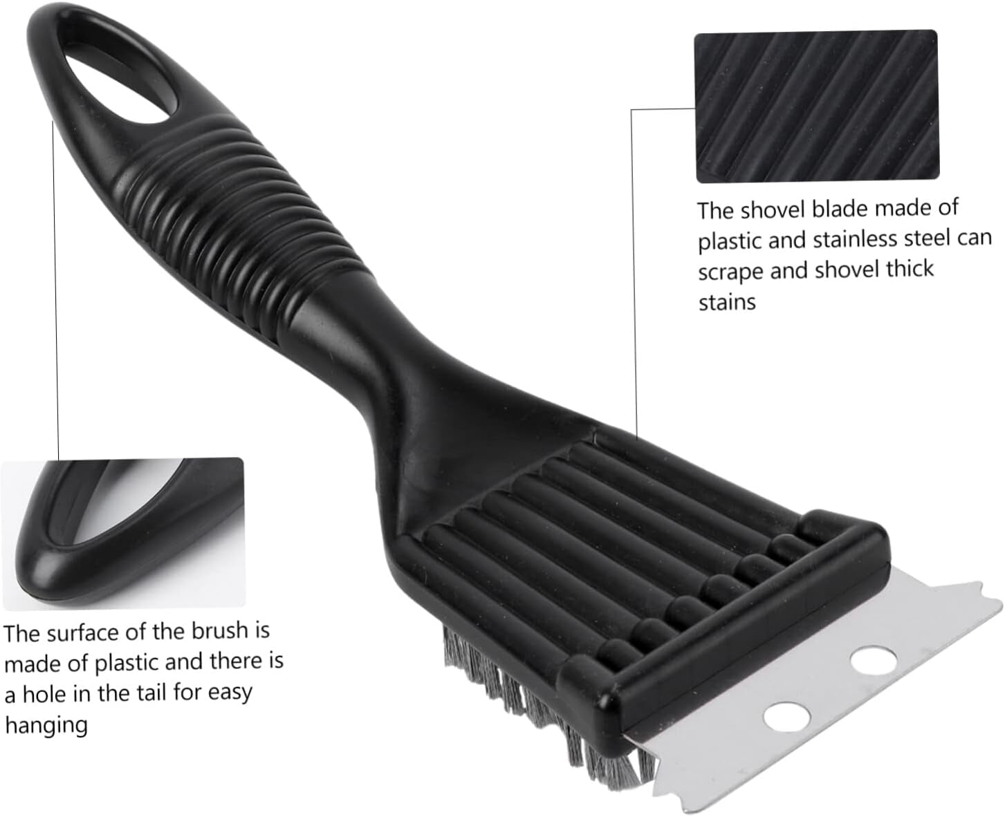 Tanbaby 8 Inch BBQ Grill Brush for Outdoor Grill and Scraper, Stainless Steel Cleaning Brush, Gift for Men/Dad BBQ Brush