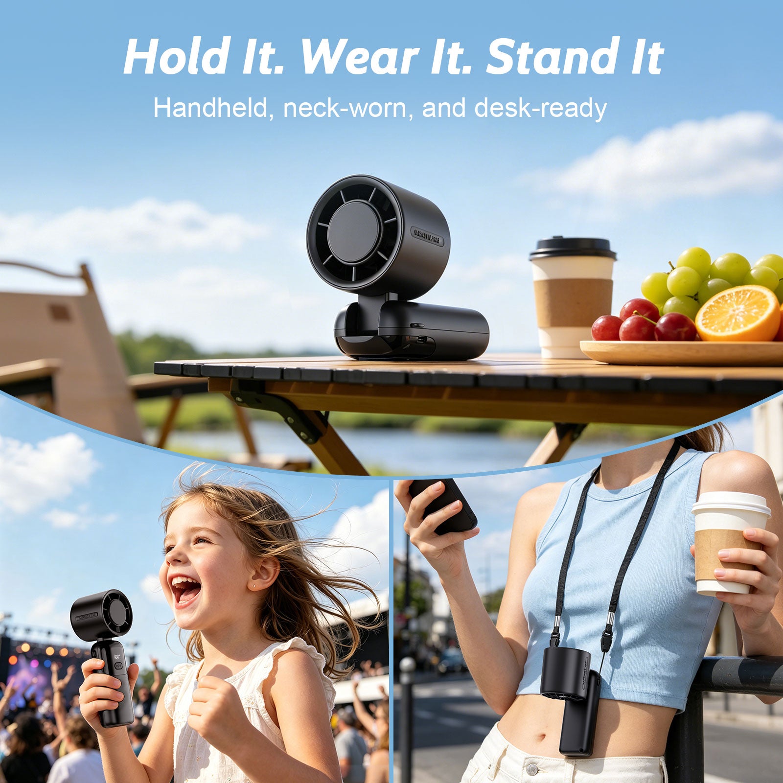 Fimilo Handheld Fan,100 Speed Portable Turbo Fan, Foldable Desktop Fan,5000mAh, USB Rechargeable, Personal Fan for Home, Office, Travel & Outdoor Beach