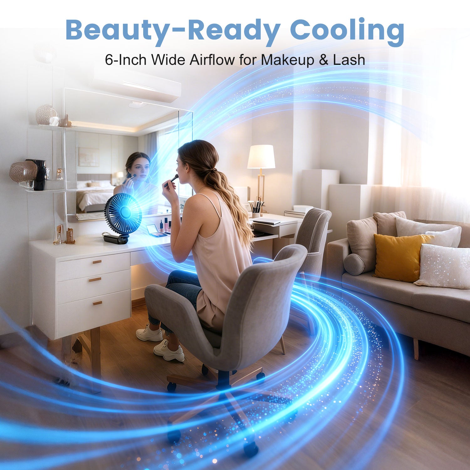 Lemolifys 6 inch Handheld Fan, 5 Speed Personal Fan with 4000 mAh Battery, Strong Airflow, 5-24H Working Time for Travel Outdoor Office Household, Gift for Women, Men - Black