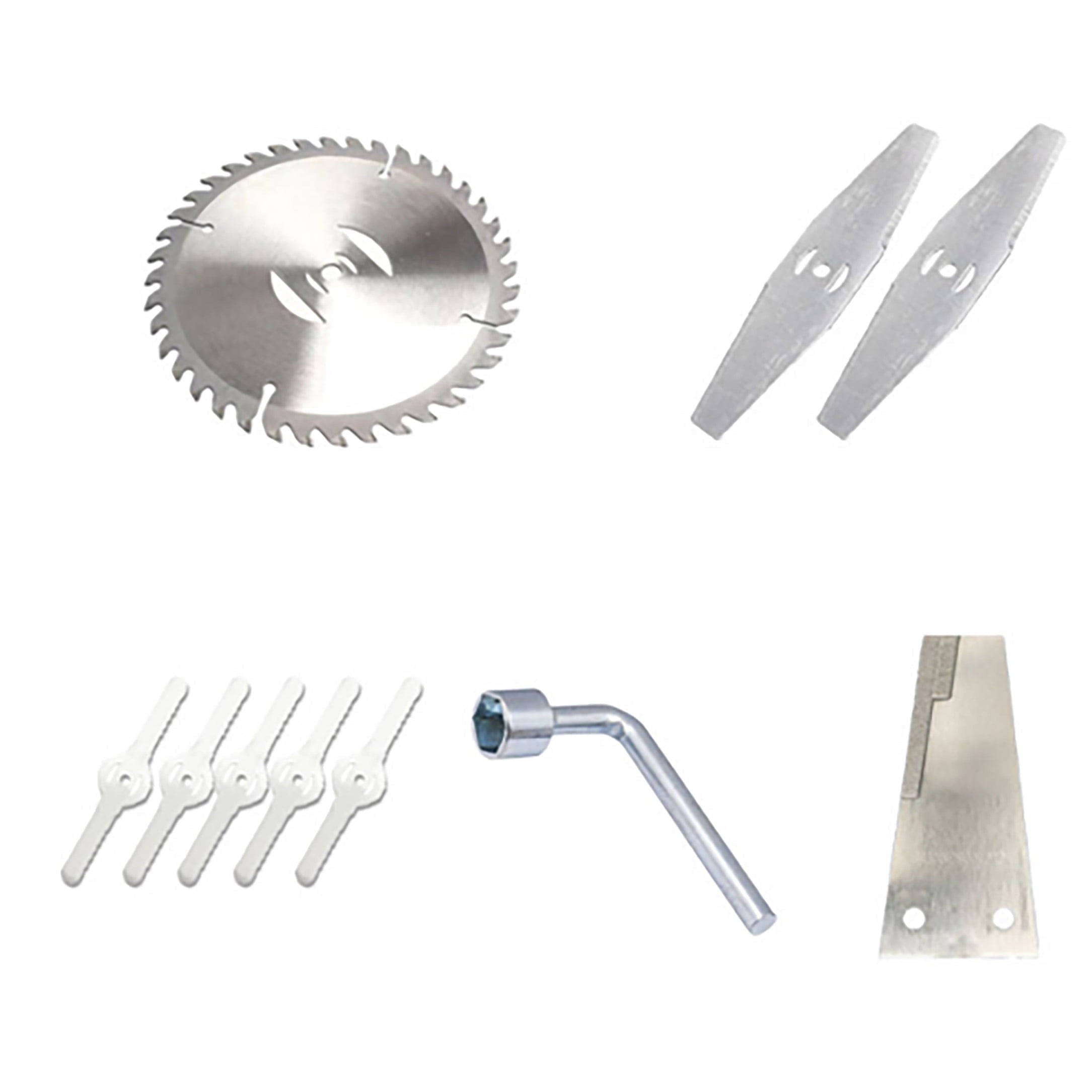 Grass Trimmer Blades for 6-Inch Weed Eaters(Included 5 * Plastic Blades, 2 * Stainless Steel Blades,1 * Anti-tangle Blade, 1 * 6 inch Alloy Saw Blade, 1 * L-shaped Sleeve)