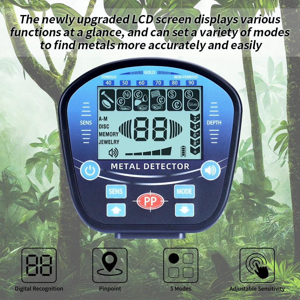 Fovendi 10" Metal Detector for Adults Waterproof-Professional Higher Accuracy Metal Finder with LCD Display & 5 Mode, 3 Audio Tone Gold Detector for Gift