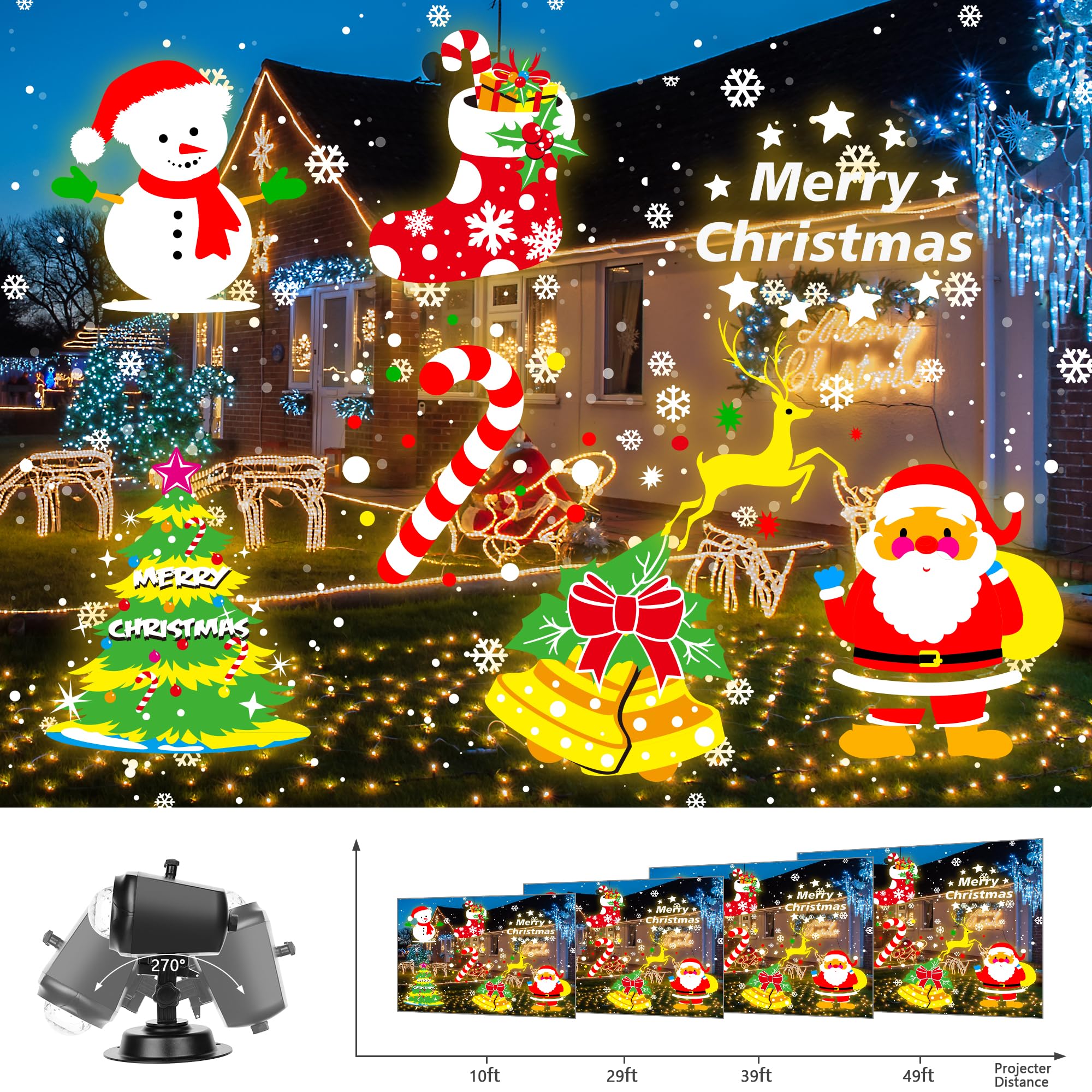 Tanbaby Brighter Valentine's Day Decorations Projector Lights and Christmas Projector Outdoor/Indoor 2024 Upgrade w/ 10 HD Effects 3D Ocean Wave 80 Themes Holiday Projector(10 Slides x 8 Patterns)
