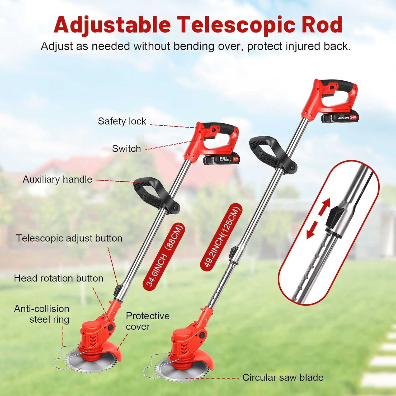 6 inch Cordless Weed Eaters, Electric Weed Trimmer Battery Powered Grass Wacker, 2000mAh 21V 3 in 1 Cordless String Trimmer/Edger Kit for Lawn Garden Trimming