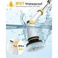 Amiluo Electric Spin Scrubber, Extra Large Brush, 6000 mAh Best Battery Power Scrubber, 1200 RPM Cordless Bathroom Cleaning Brush with Extension Handle, 8 Replaceable Heads for Shower/Floor, White