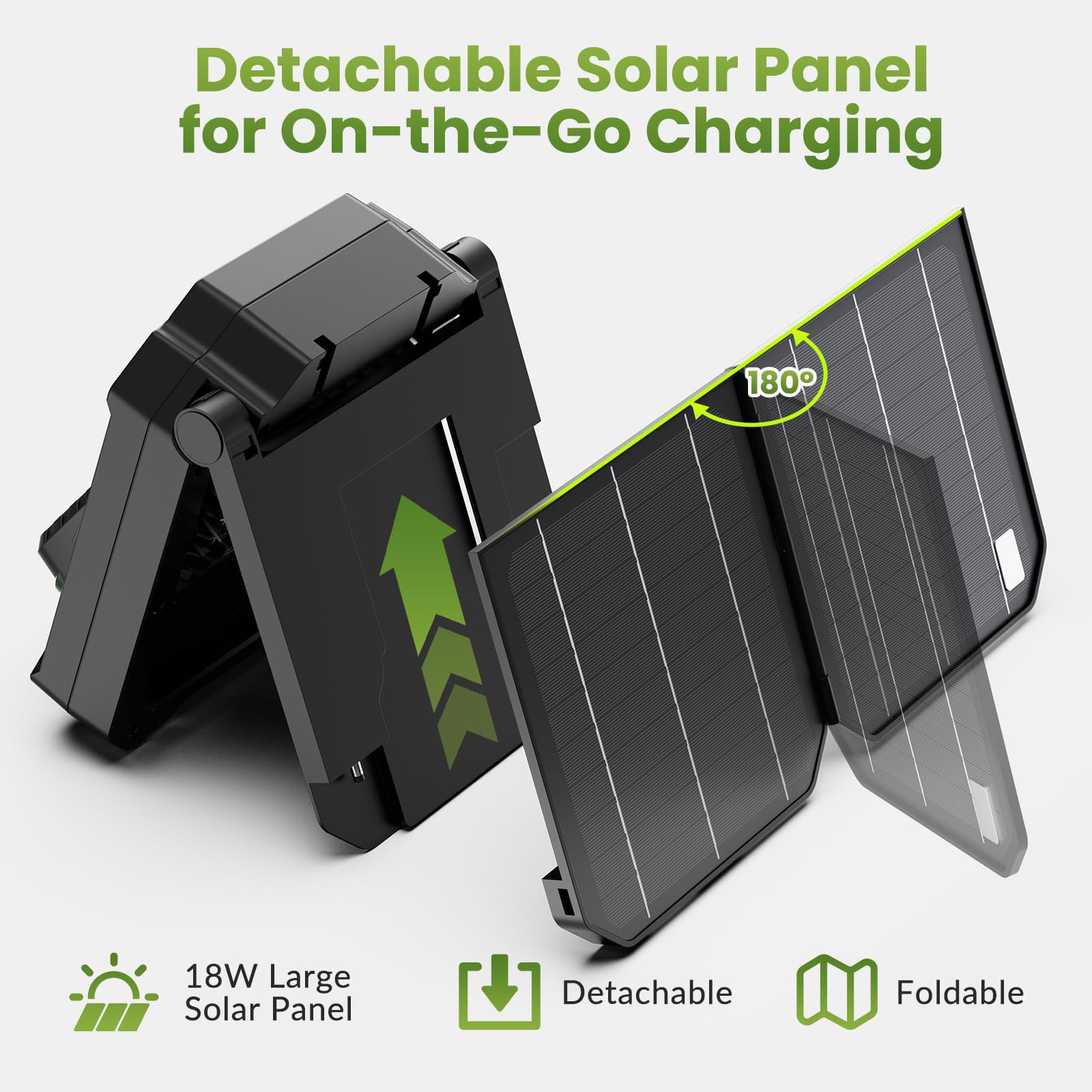 26800mAh Rechargeable Solar Fan with LED Lantern, Portable Fan Cordless with 18W Foldable Solar Panel, 3 Speed,Timer,Quiet,USB-C Battery Powered for Camping Hurricane Tent Worksite Office Desk (Black