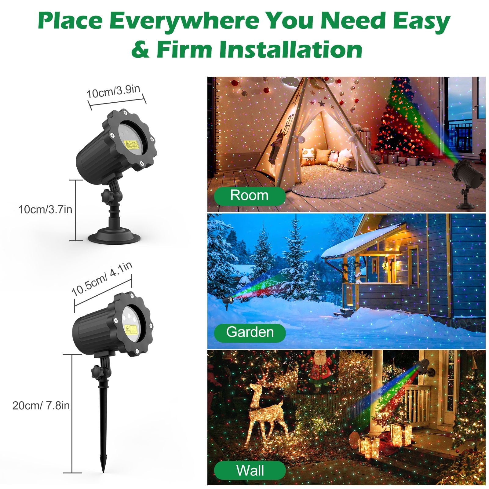 Laser Projector Lights Outdoor, Tanbaby 3 Color Laser Light Projector, Electric Firefly Lights Show with RF Remote for Indoor Holiday Decoration, Christmas Gift, Home Decor, Party, Garden