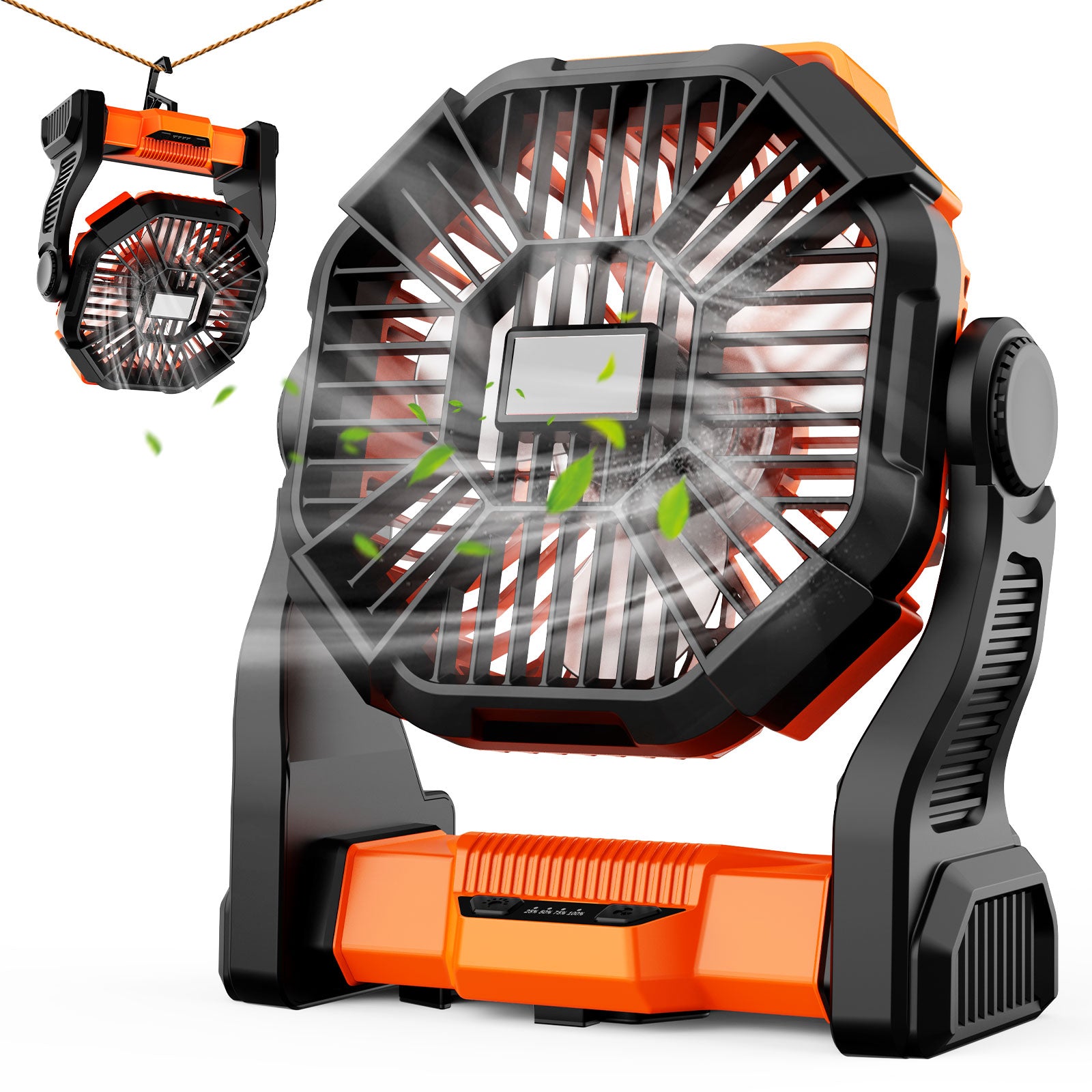 Fimilo Portable Fan Rechargeable Battery Powered Fan, Cordless Battery Operated Camping Fans with LED Light & Hook,USB Personal Fans Outdoor Camping