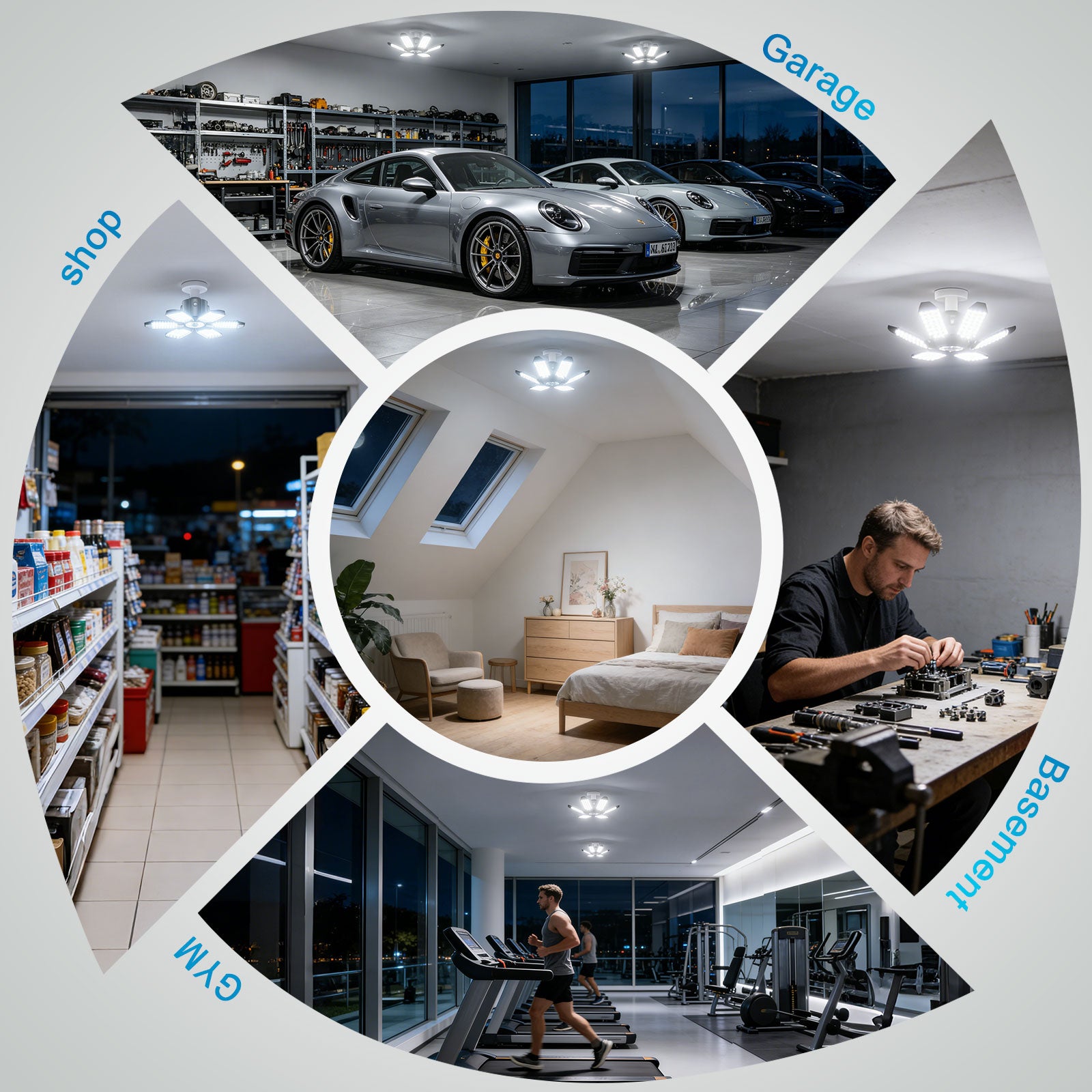 Yannovus Motion Sensor Garage Light, 20000LM 200W Garage Lights Ceiling Led Motion Activated,Motion Light Indoor with Dusk to Dawn, E26/E27 Screw in Shop Light for Basement Barn Attic Warehouse
